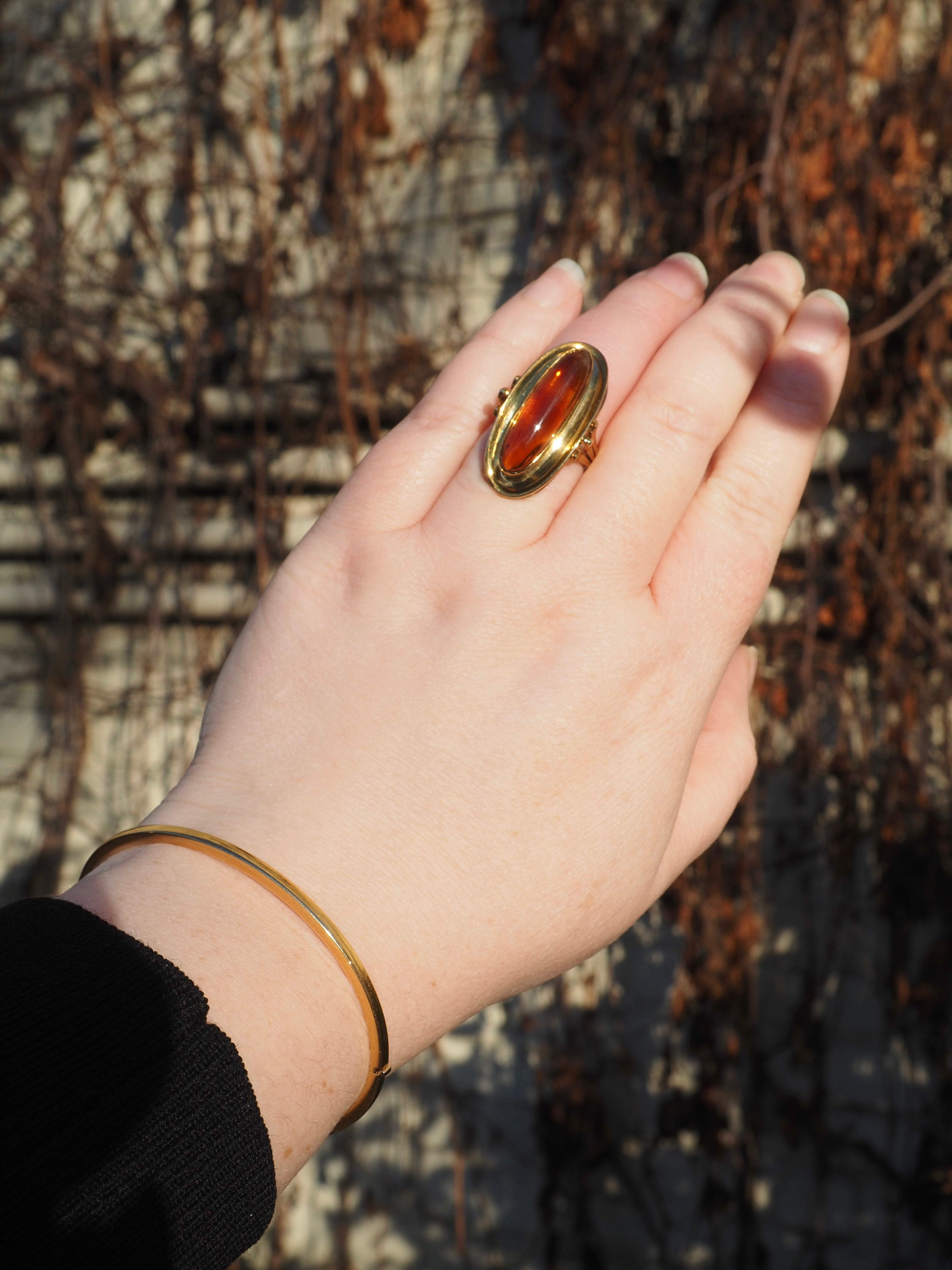 Vintage German 8k Gold Amber Ring