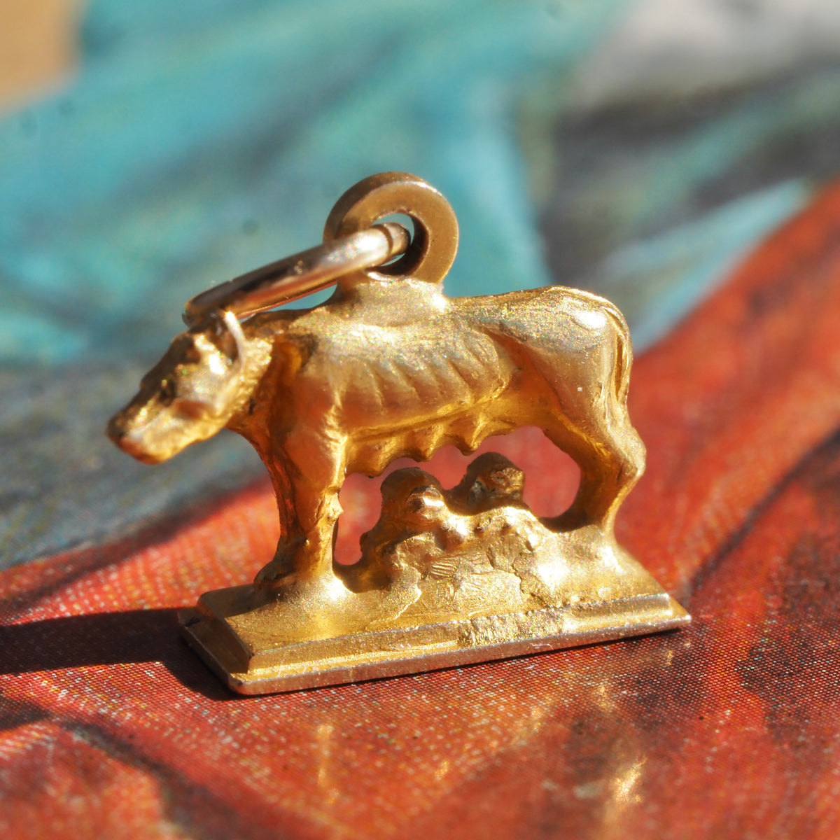 Vintage Italian 18k Gold Romulus and Remus Charm