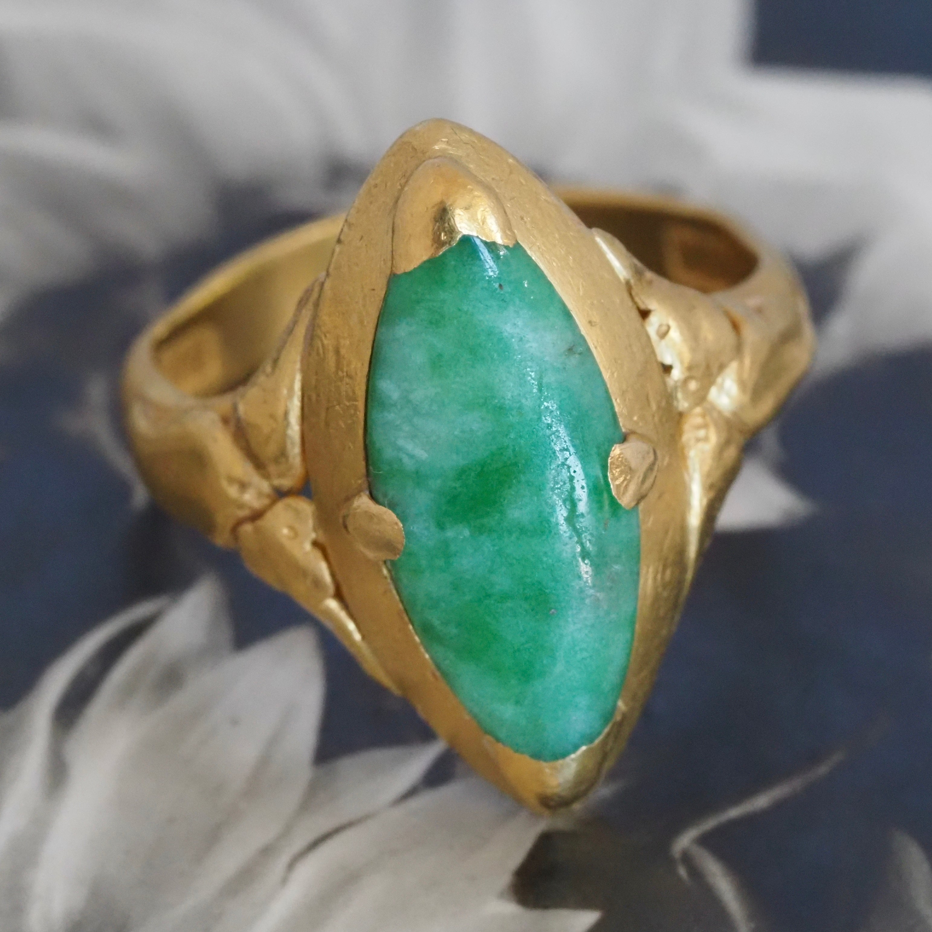 Antique Chinese 24k Gold Jade Ring