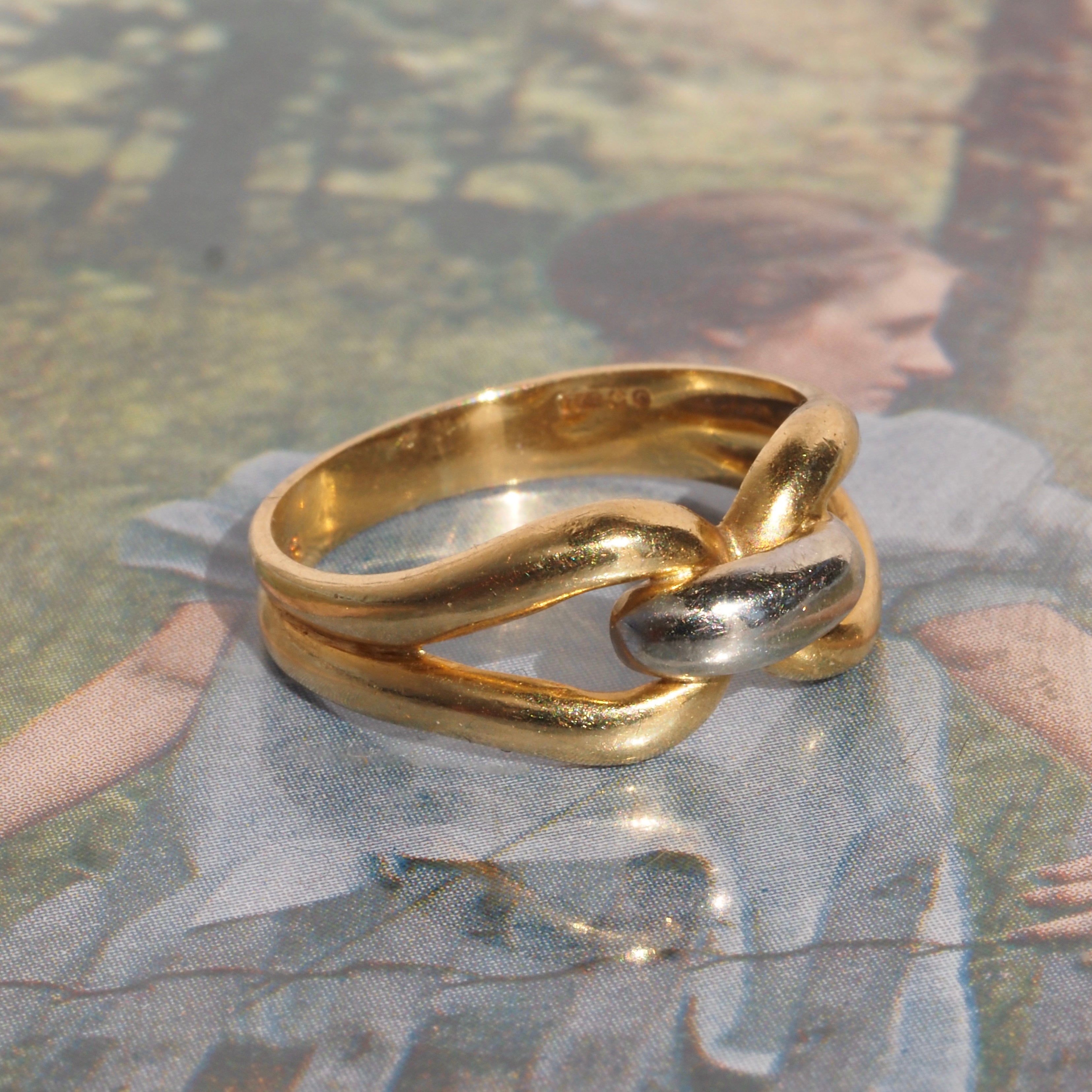 Vintage Knot 18k White & Yellow Gold Ring