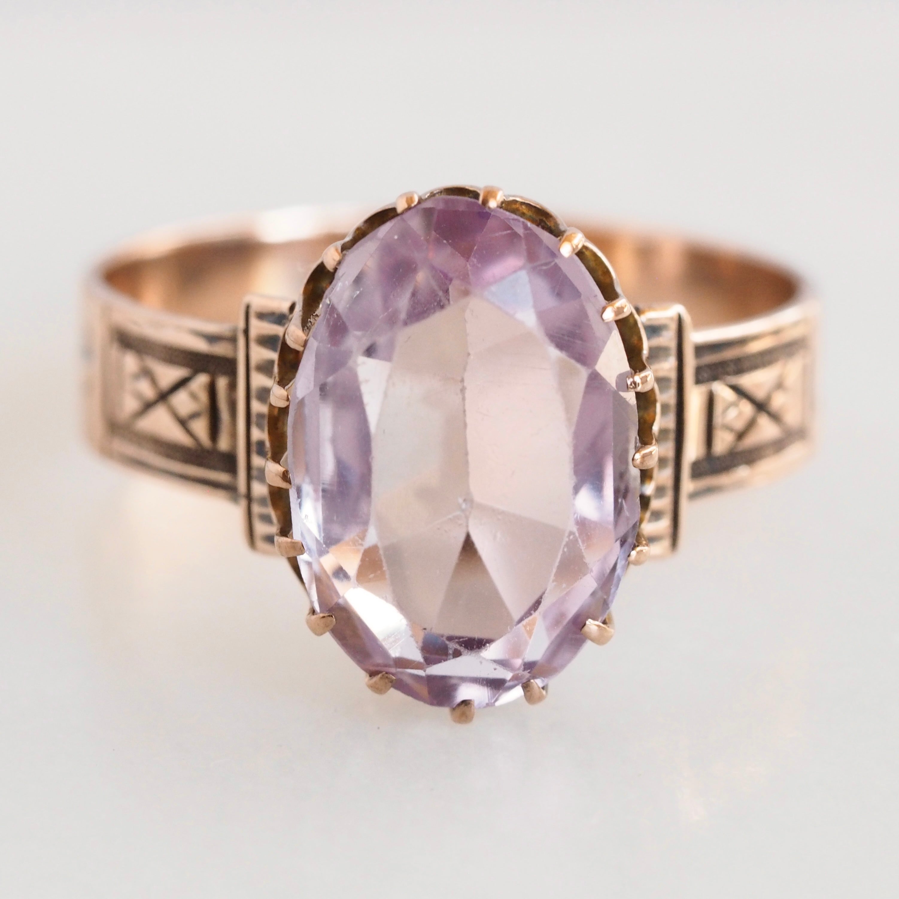 Amethyst ring vintage pear Amethyst engagement ring 14k rose gold twig –  WILLWORK JEWELRY