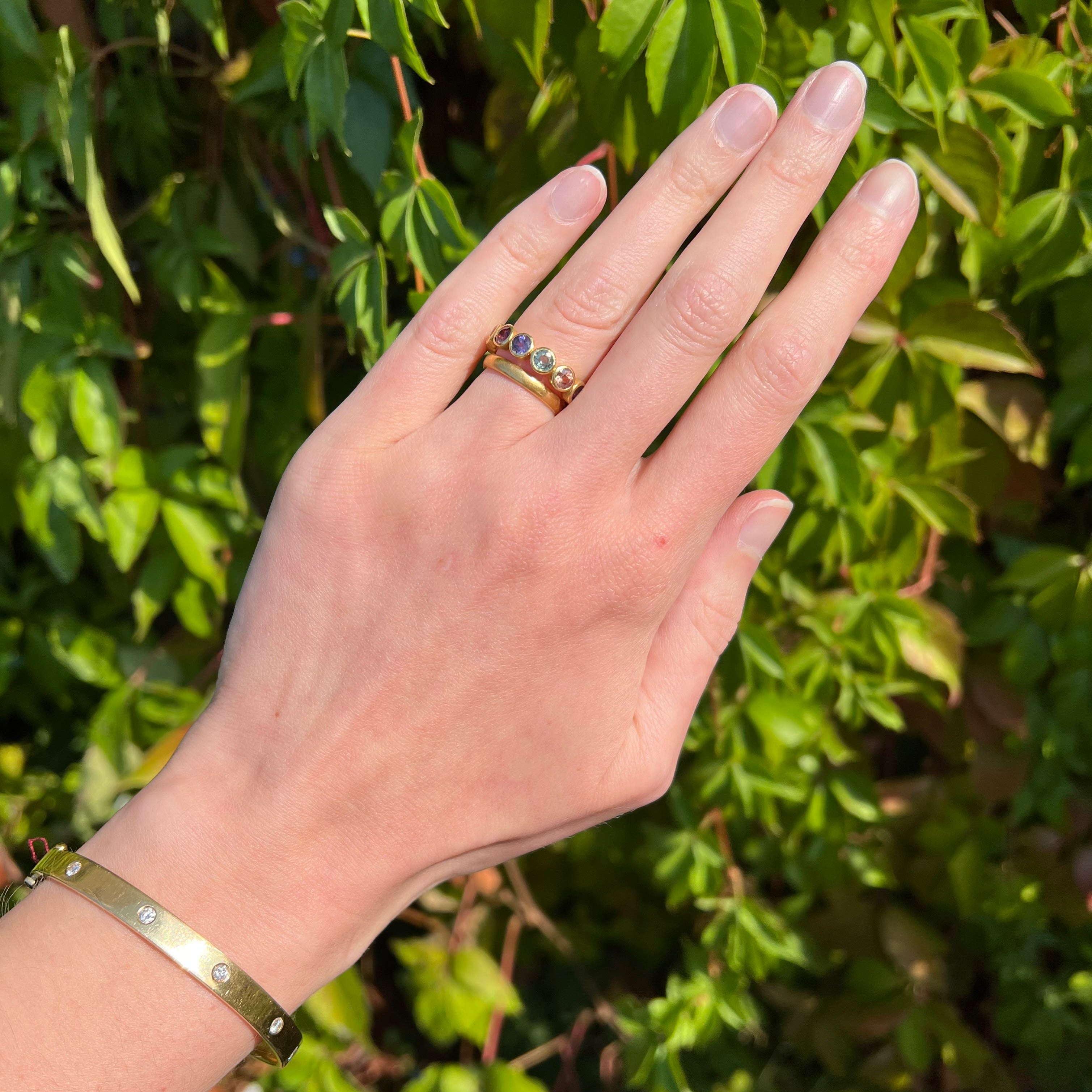 Multicolored Sapphire Eternity 18k Gold Ring