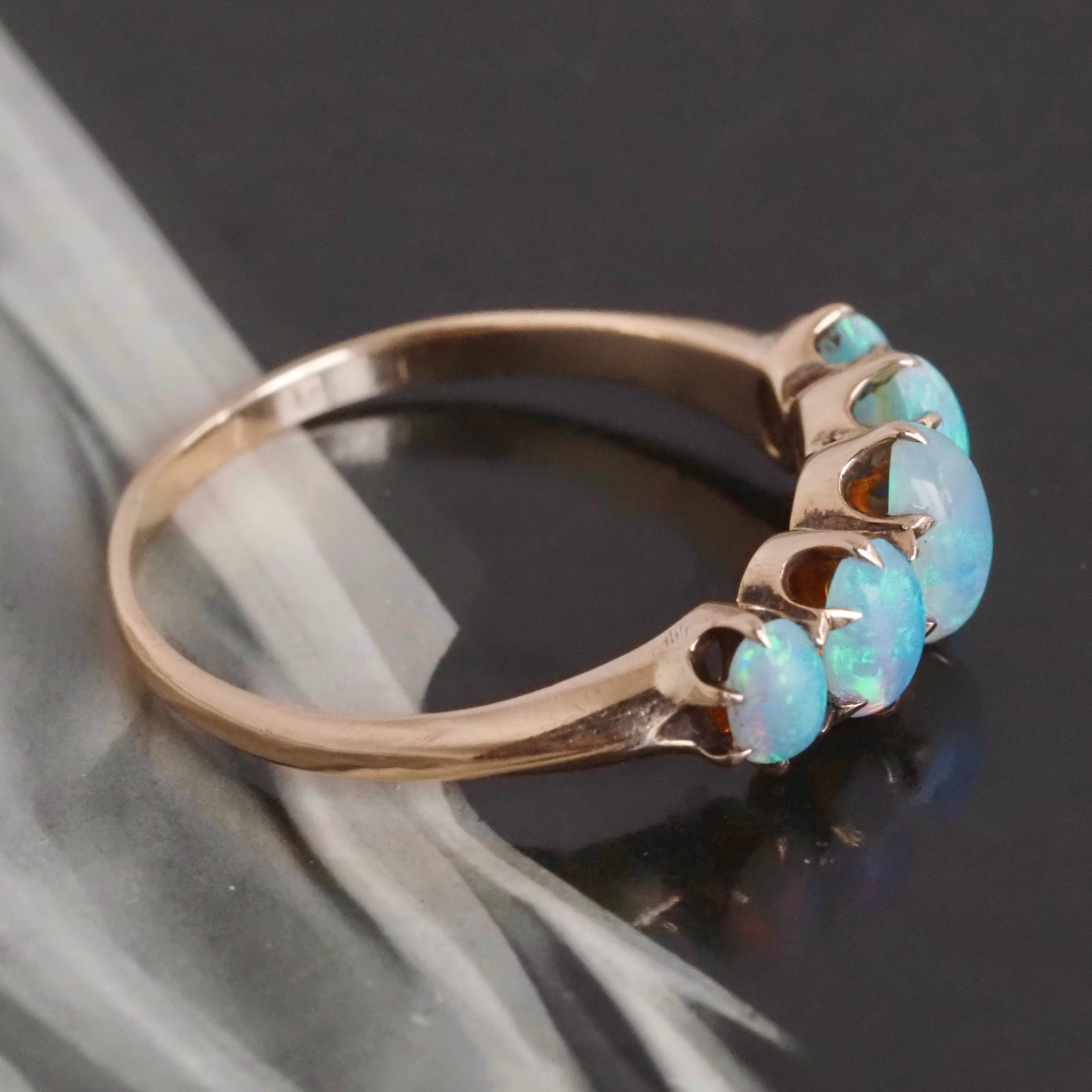 Antique Victorian Opal Five Stone 10k Gold Ring