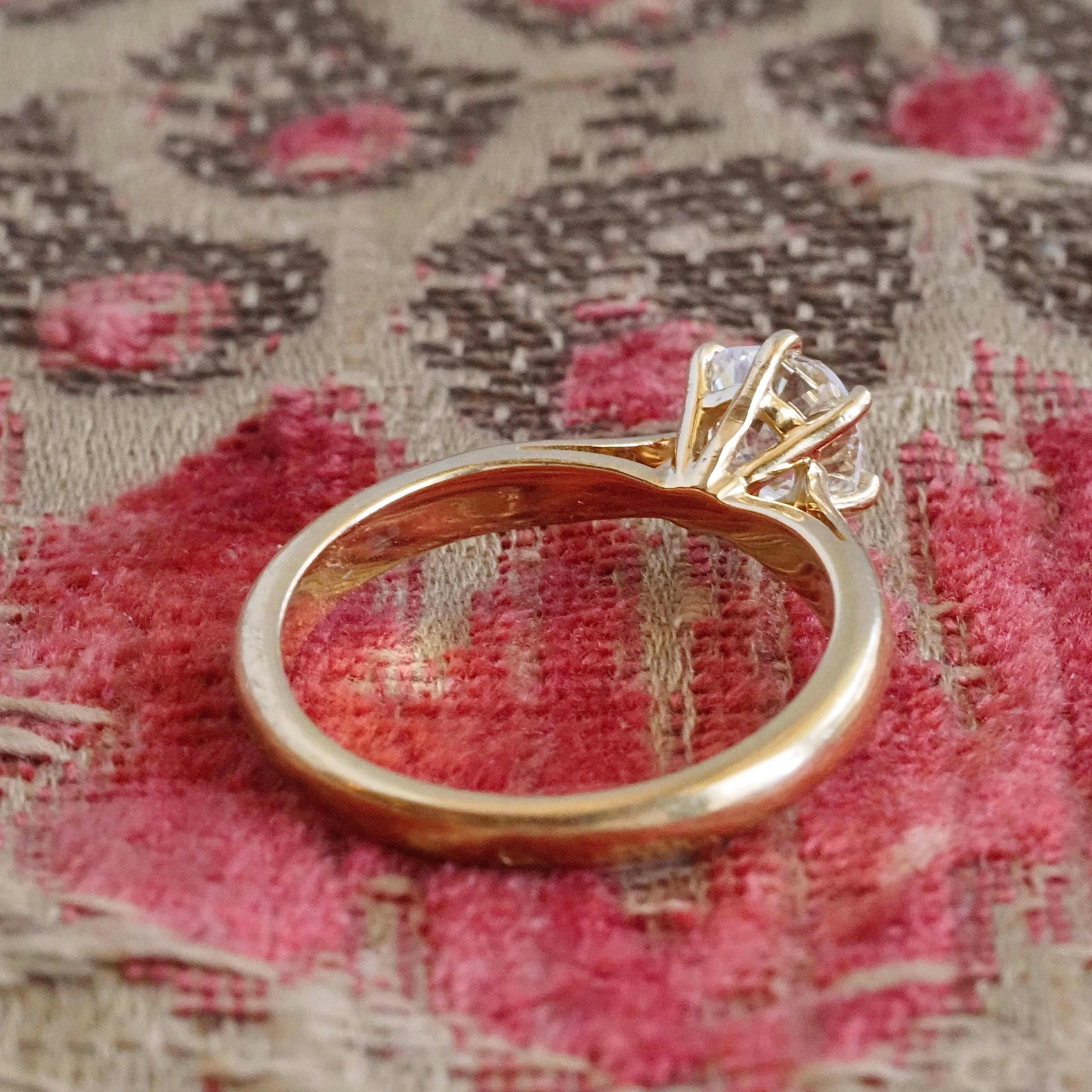 Vintage French Old Mine Cut Diamond 18k Solitaire Engagement Ring