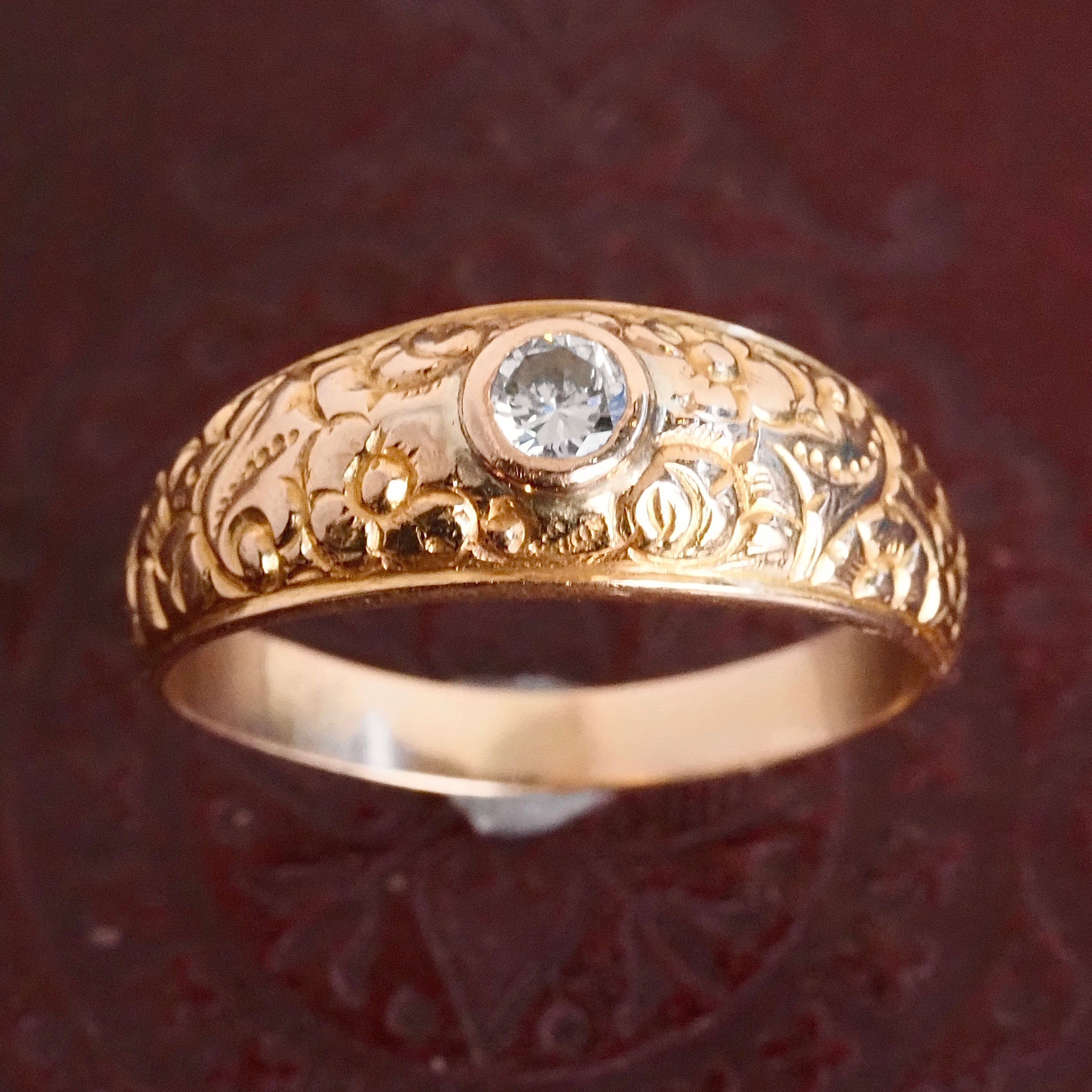 Vintage Portuguese Floral 19k Gold Diamond Ring