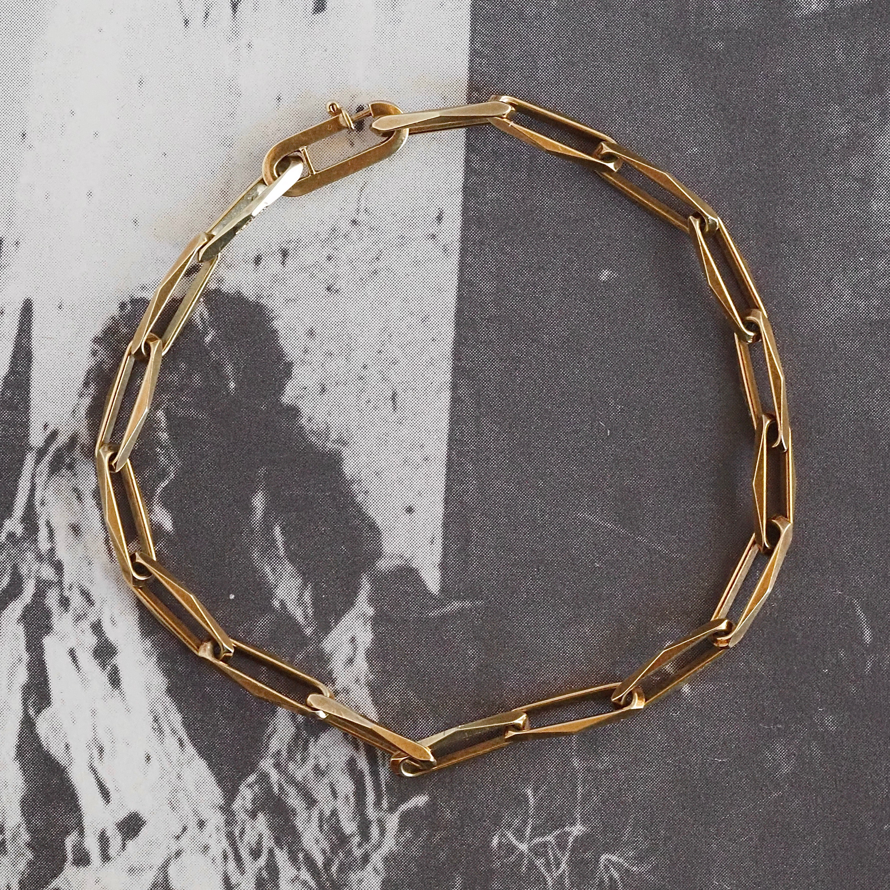 Vintage Dutch 14k Gold Solid Faceted Paperclip Chain Bracelet