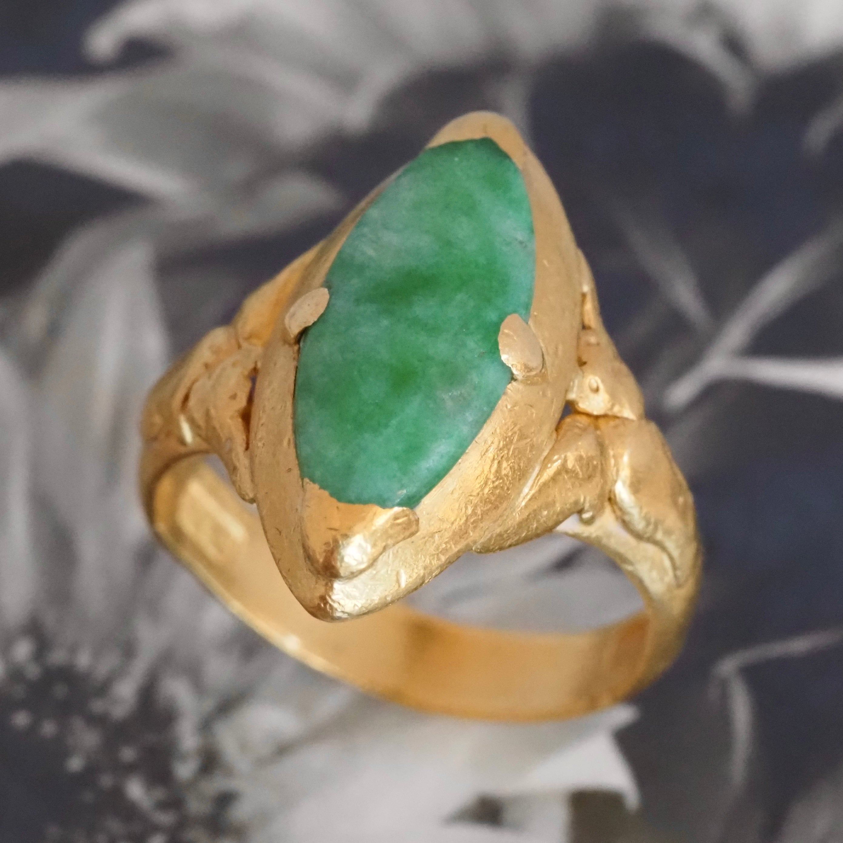 Antique Chinese 24k Gold Jade Ring