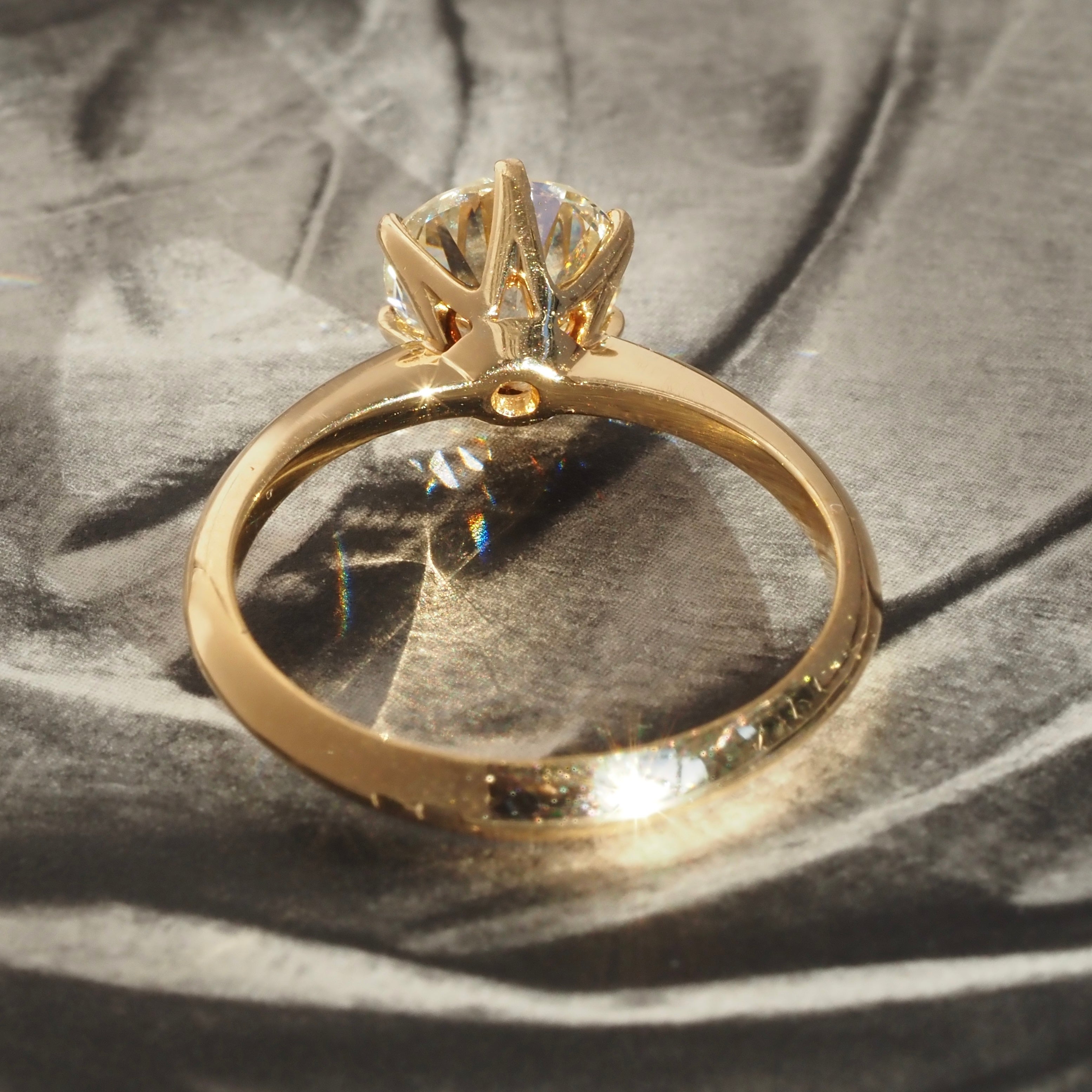 Vintage French 1.43ct Old European Cut Diamond 18k Gold Engagement Ring