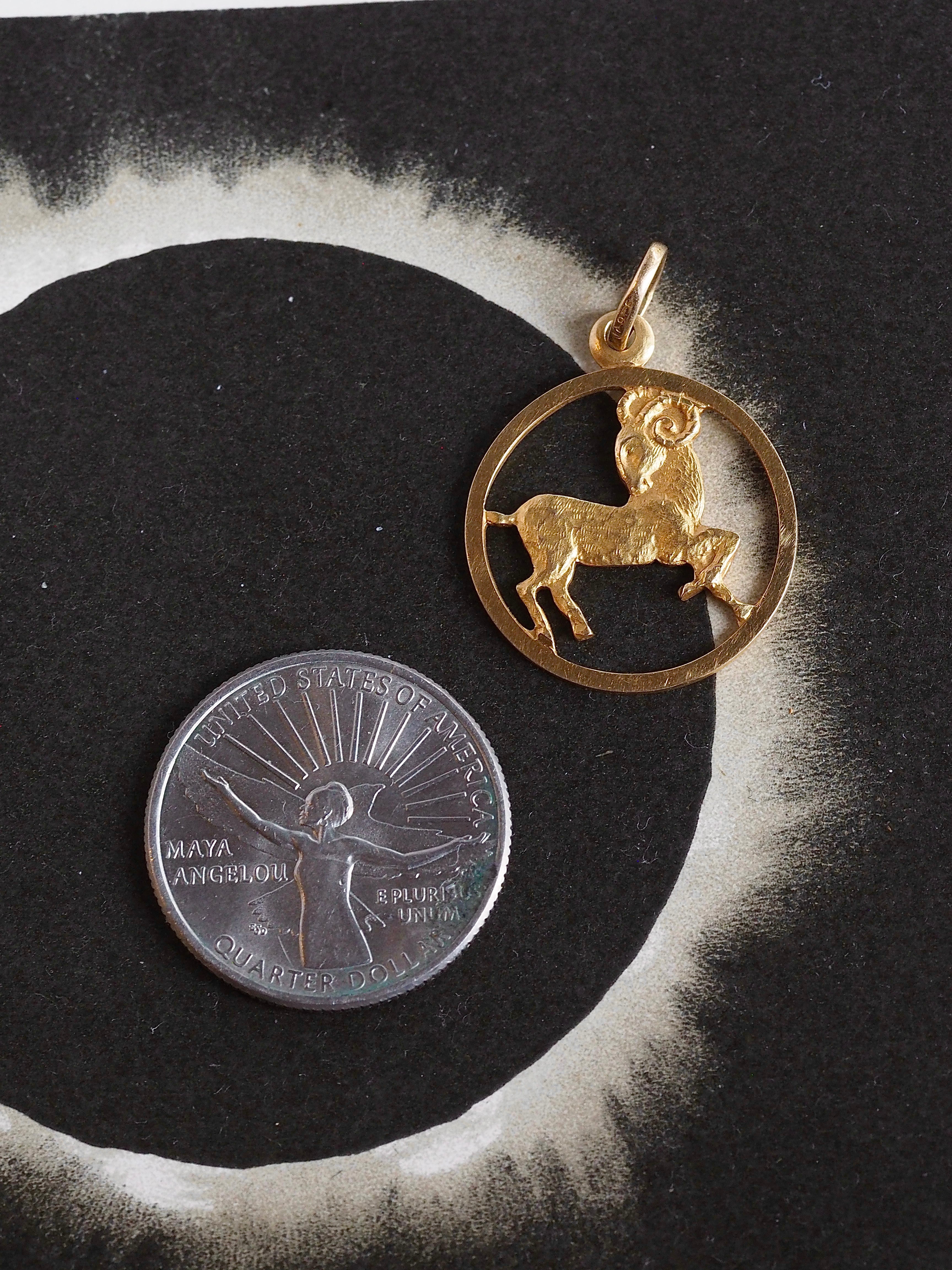 Vintage 22k Gold Aries Pendant