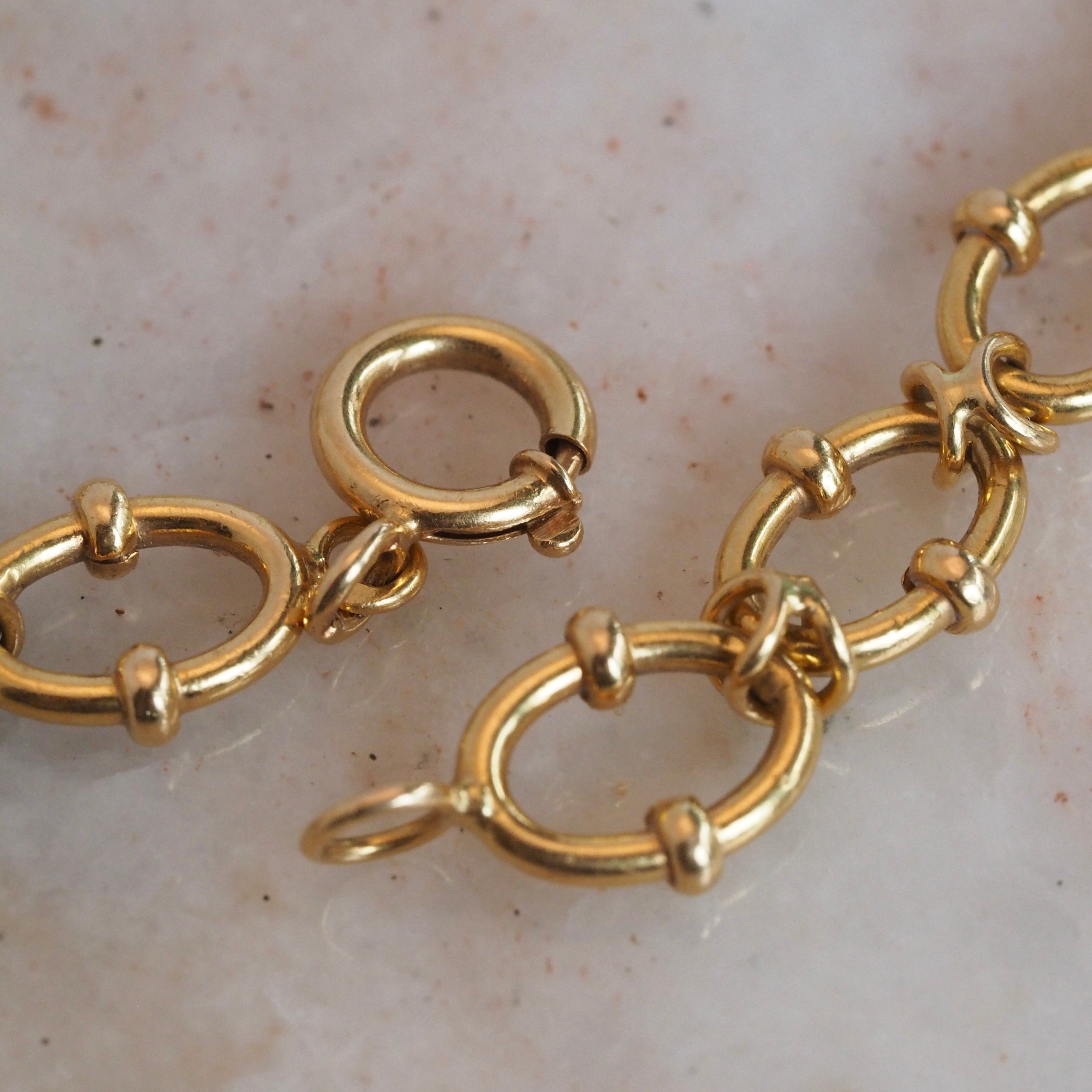 Vintage Portuguese 19k Gold Banded Oval Chain Bracelet