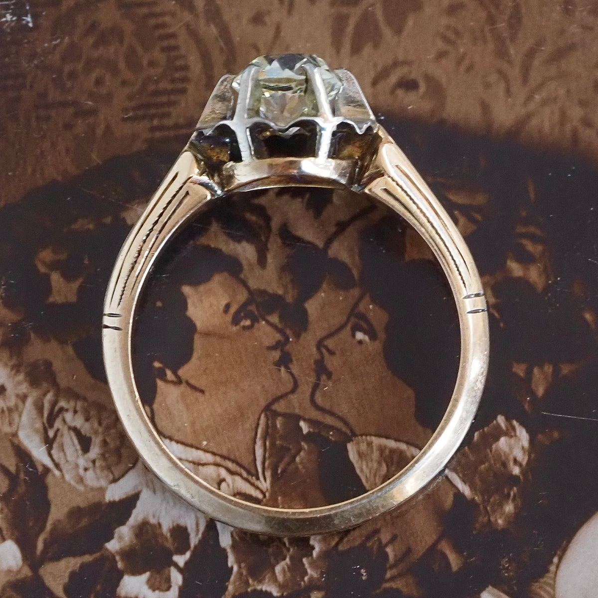 Antique c. 1920 Old Mine Cut Diamond 14k Gold Engagement Ring