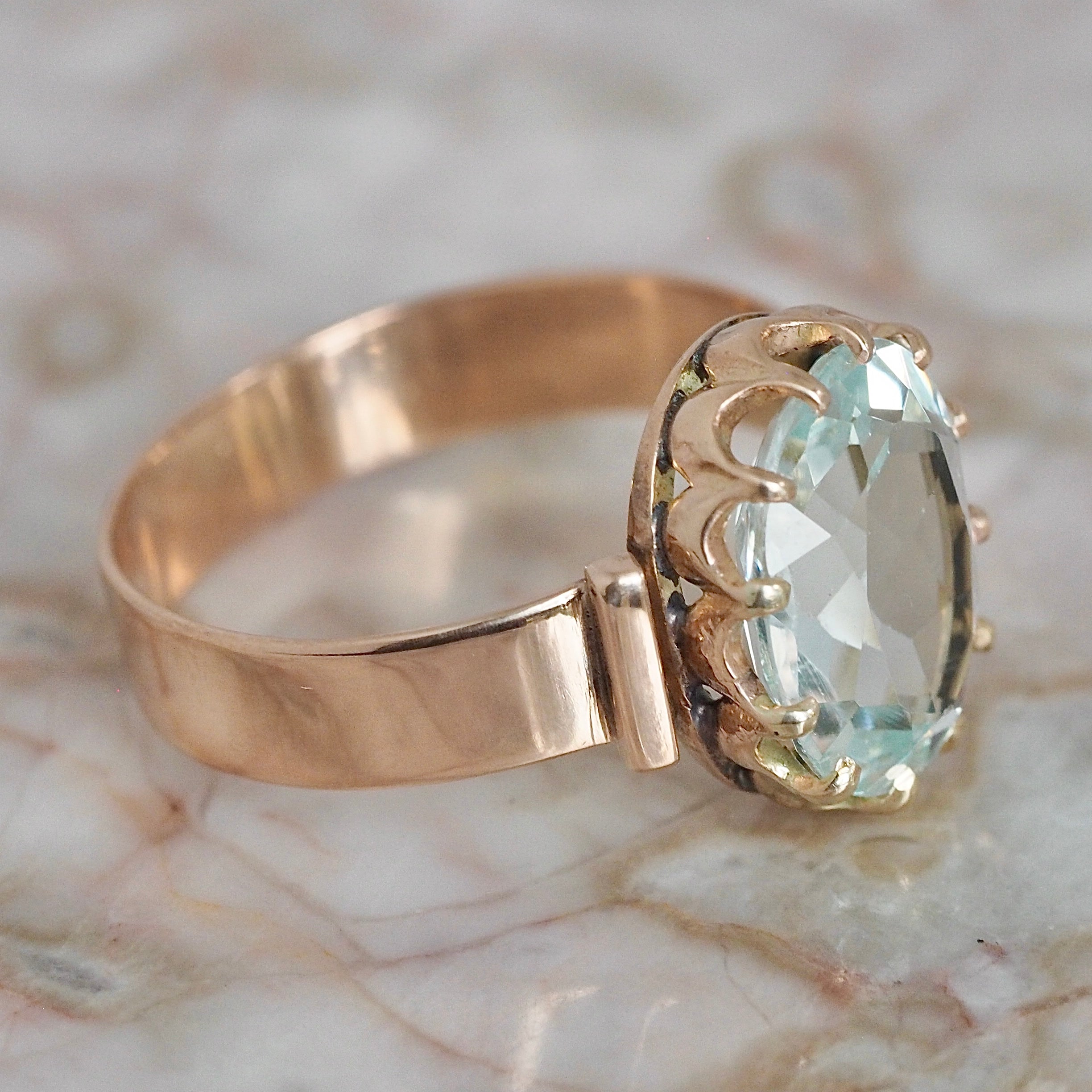 Antique Victorian 14k Gold Aquamarine Ring