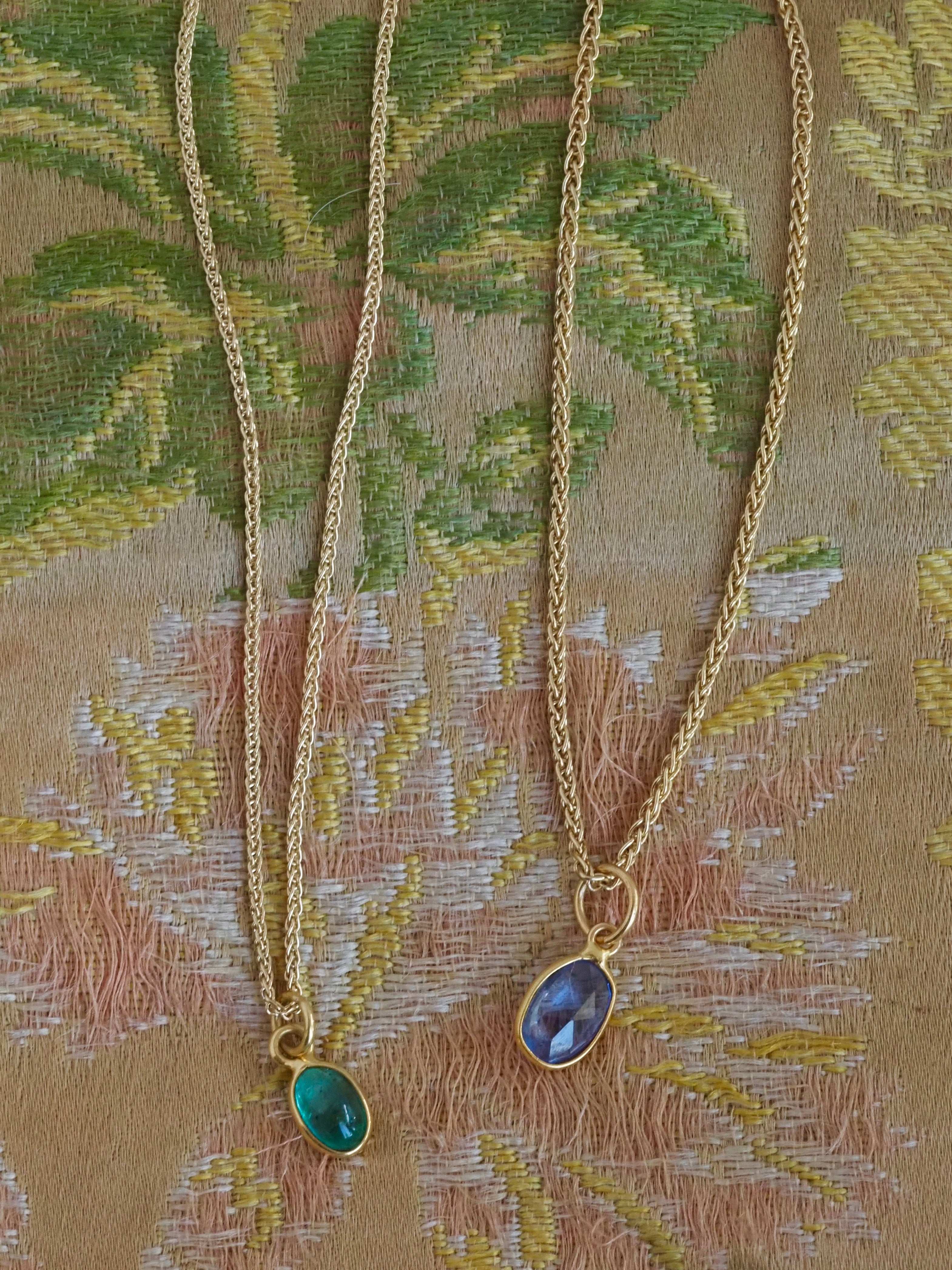 Vintage 18k Gold Emerald Cabochon Pendant