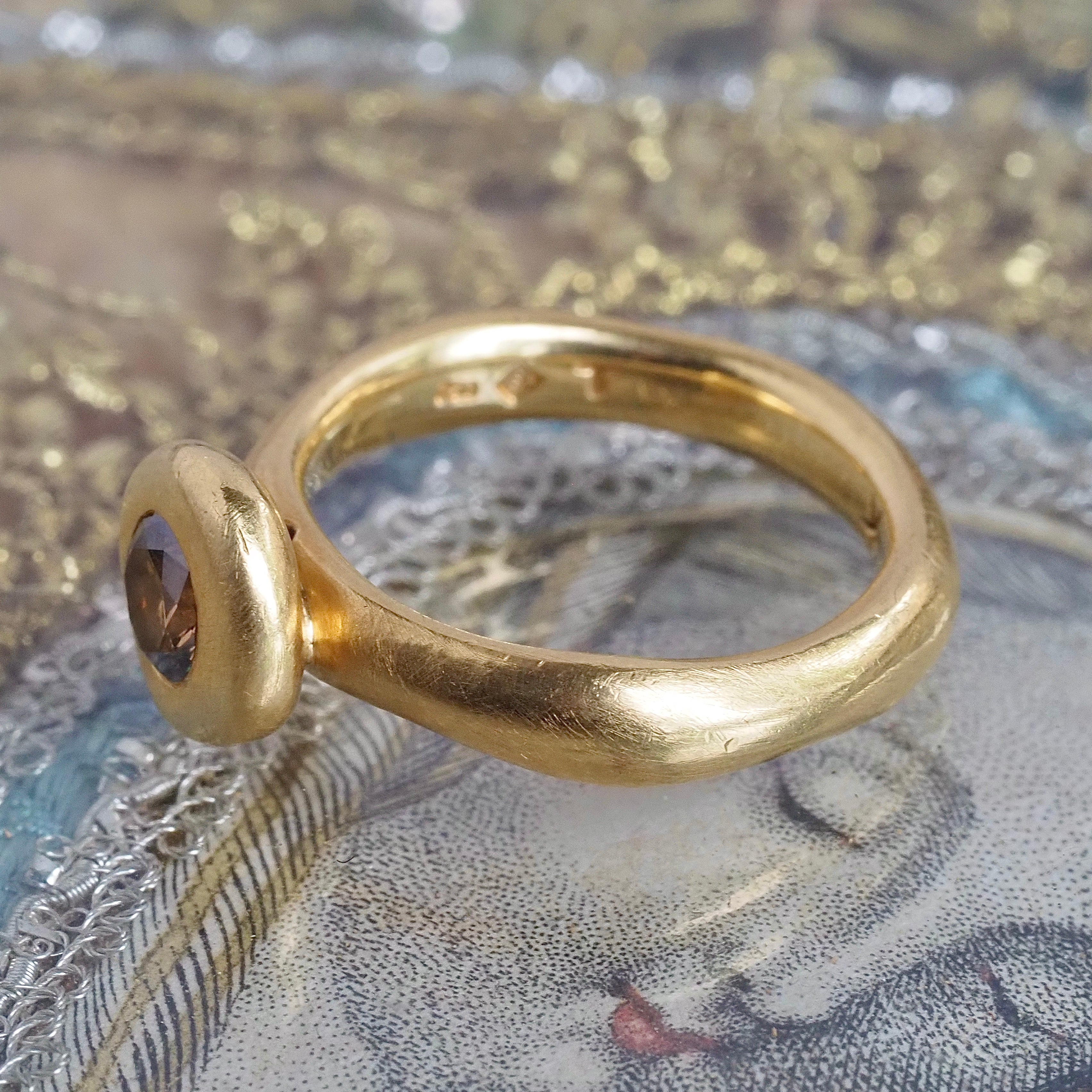 Brown Diamond Brushed 18k Gold Ring by H. Stern