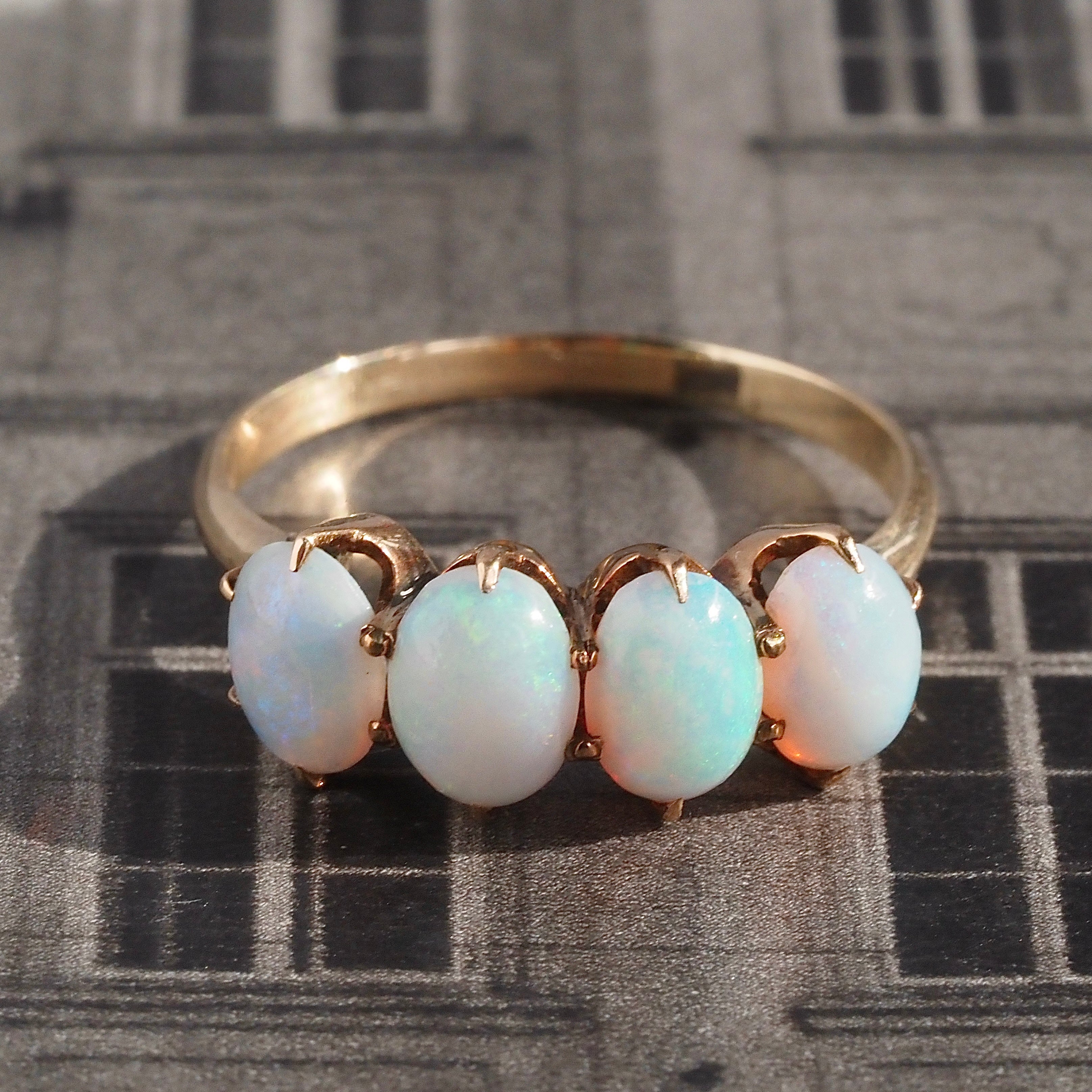 Antique Victorian Four Opal 10k Gold Ring