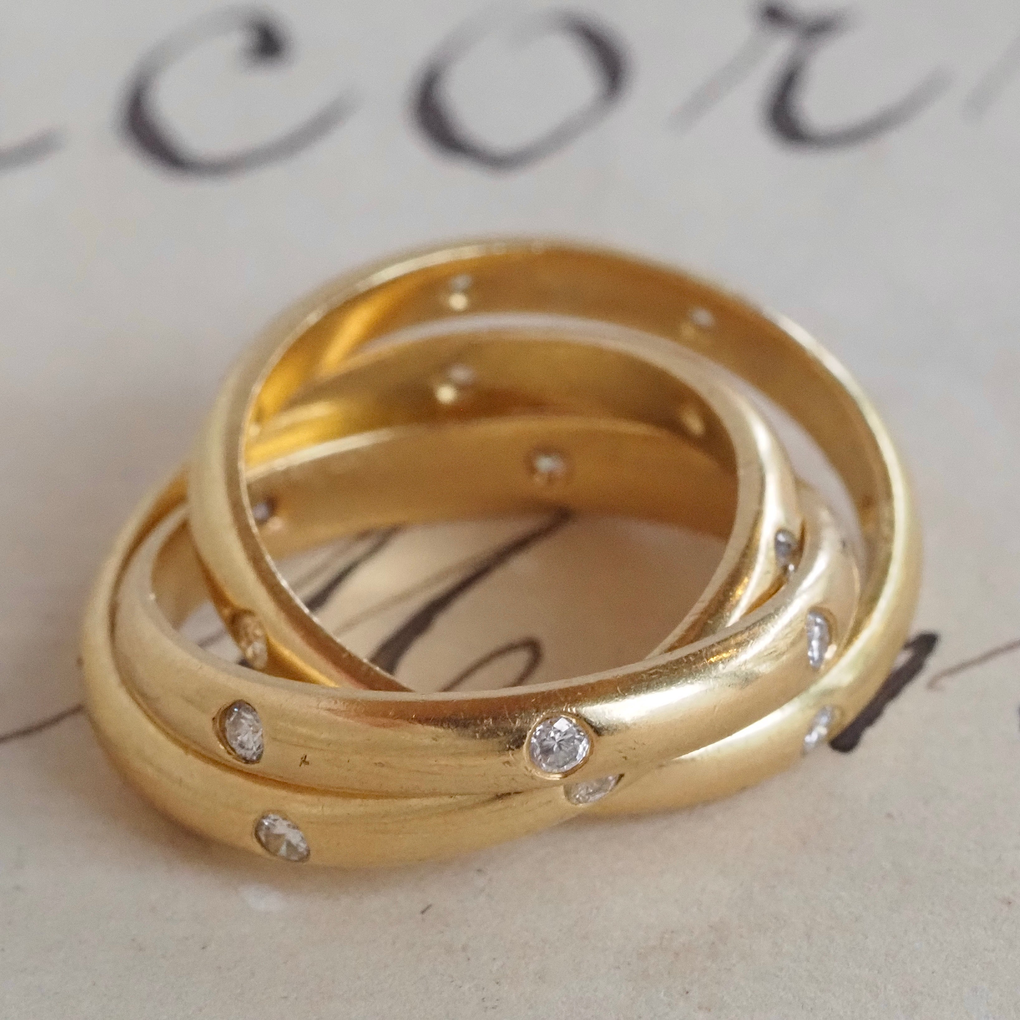 18k Gold Diamond Triple Rolling Ring