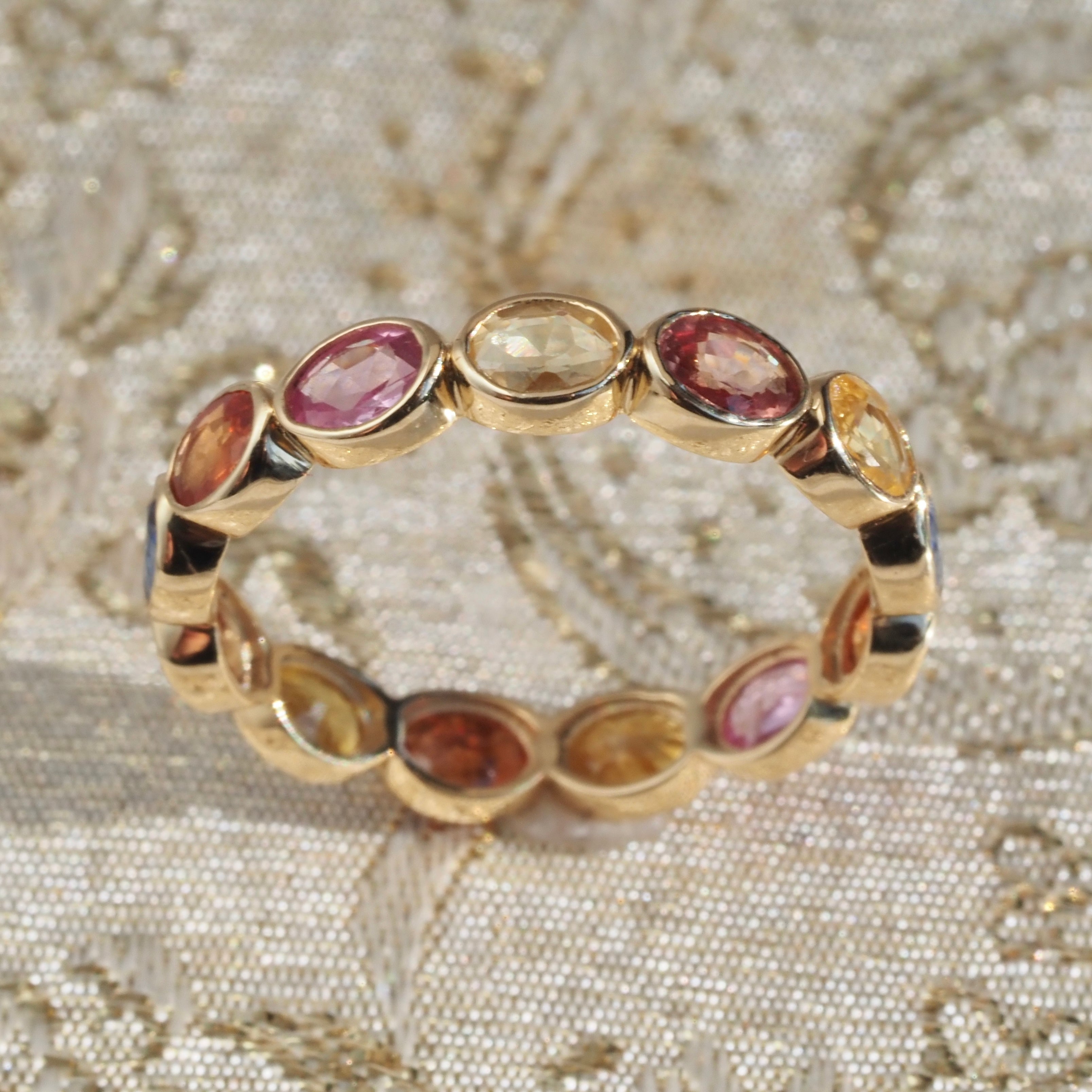 Multicolor Sapphire 18k Gold Eternity Ring