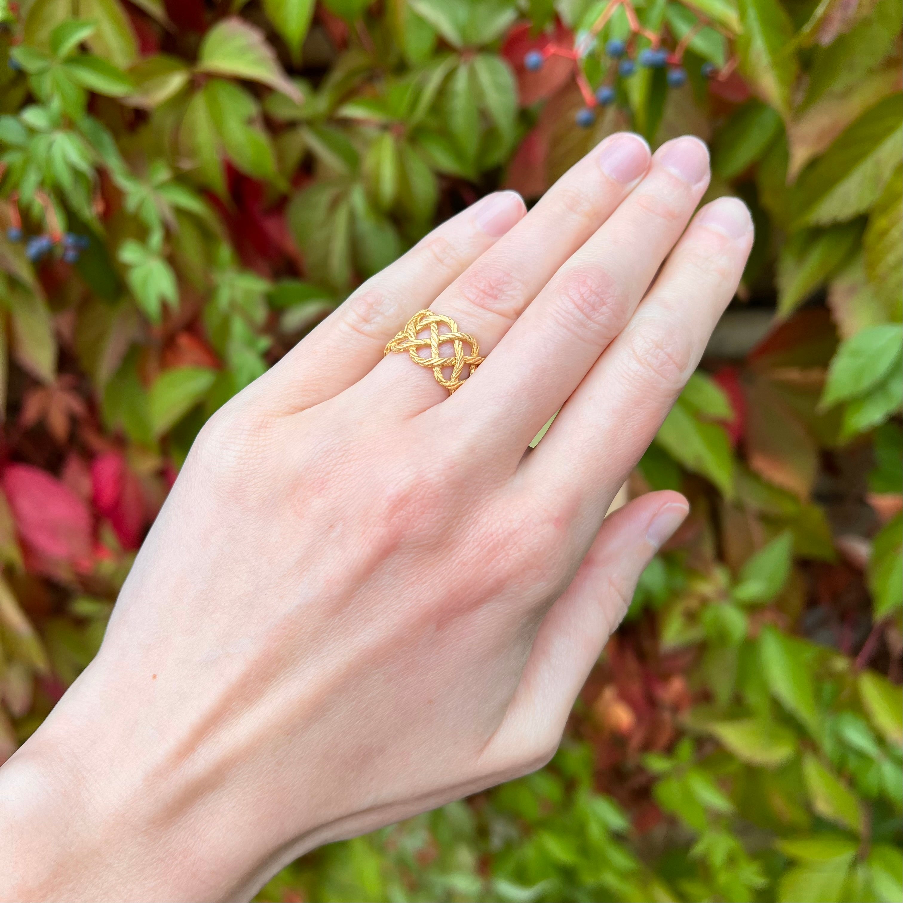 Woven Lattice Rope 18k Gold Ring