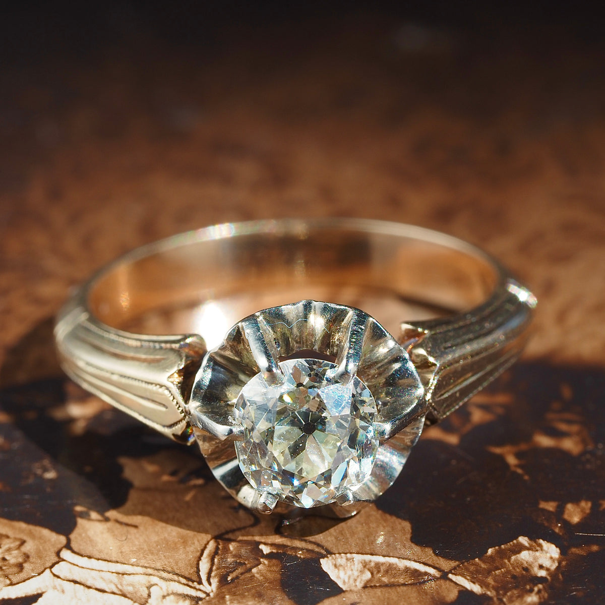 ON HOLD Antique c. 1920 Old Mine Cut Diamond 14k Gold Engagement Ring
