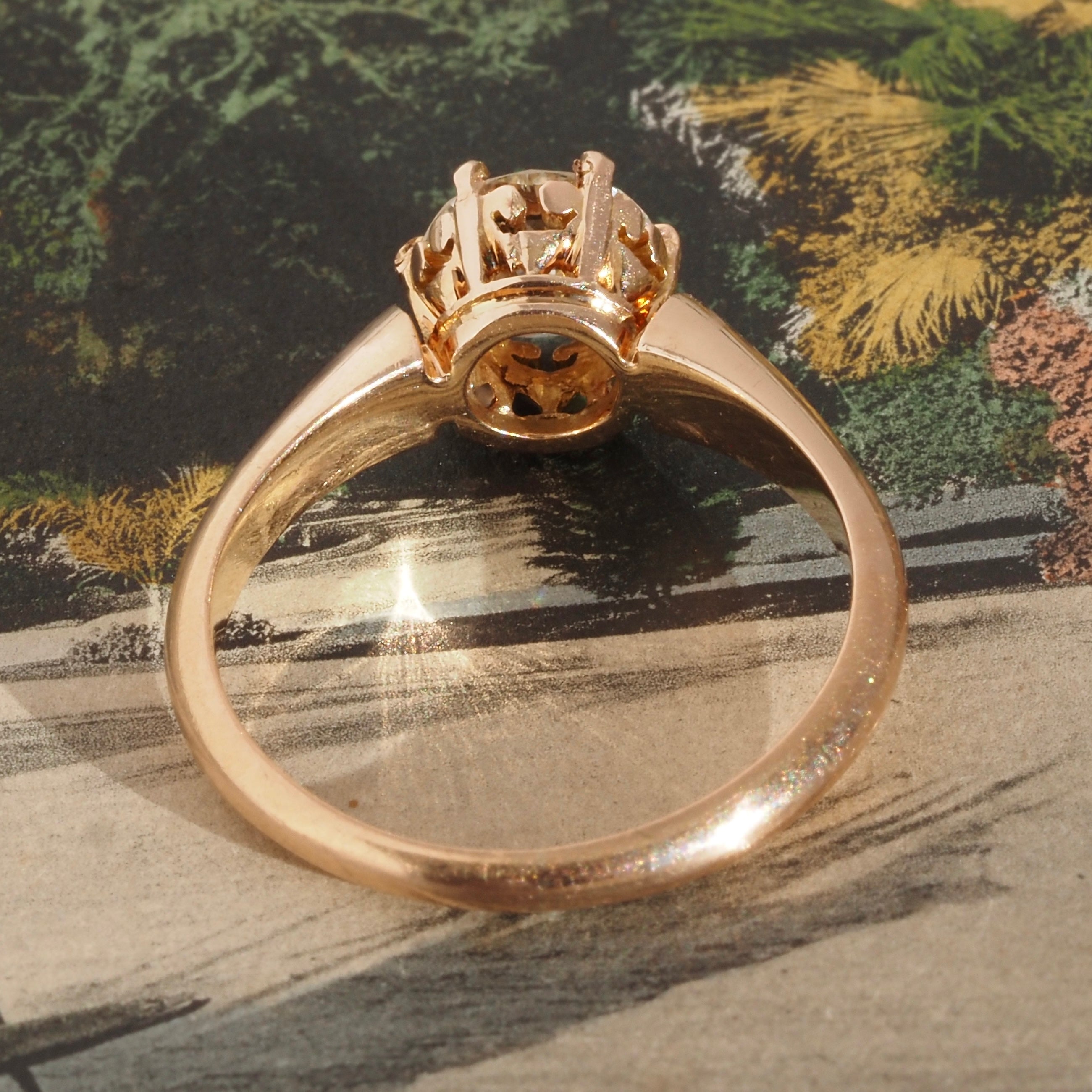 Antique Victorian Old European Cut Diamond 18k Gold Solitaire Engagement Ring