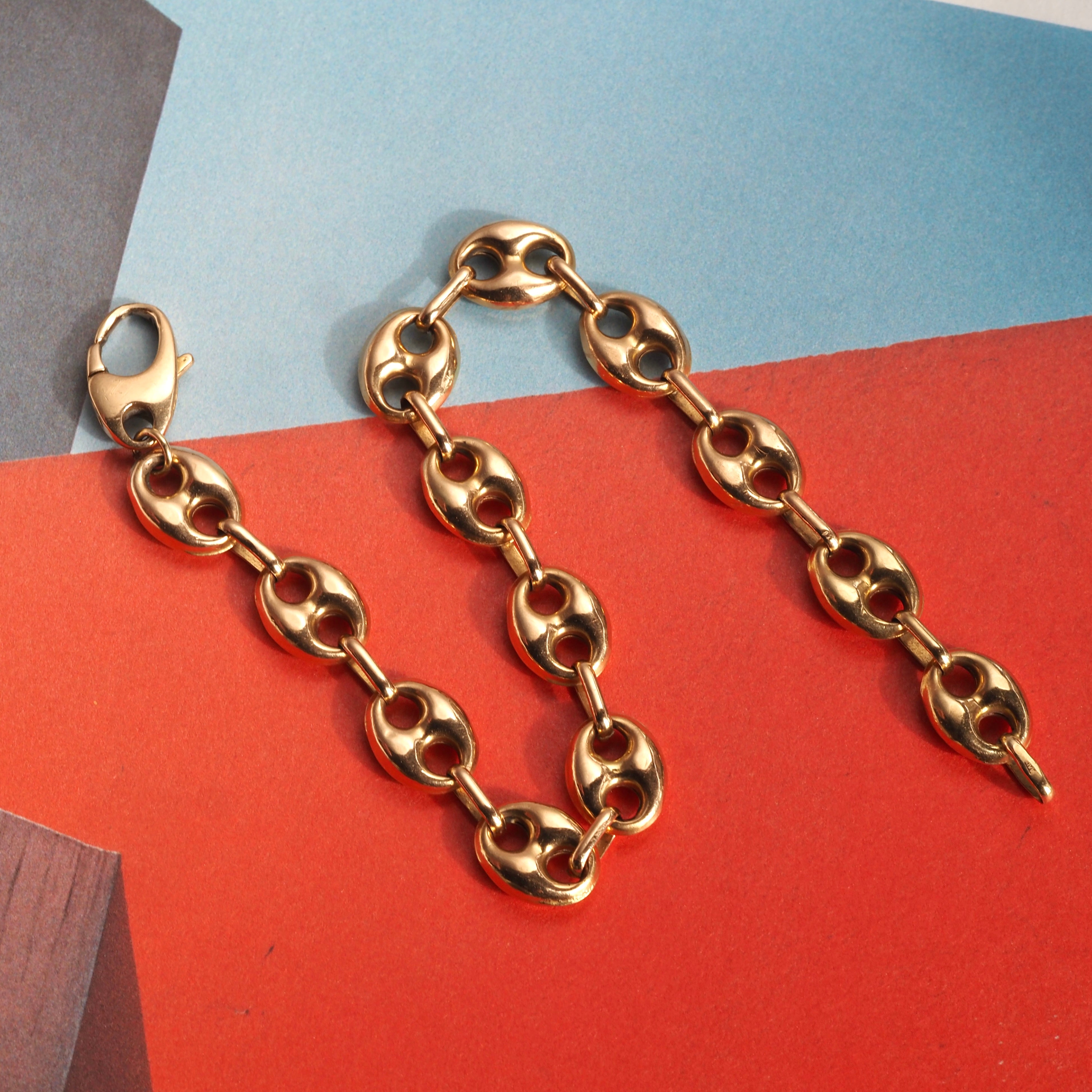 Vintage Puffy Mariner Link 14k Gold Bracelet