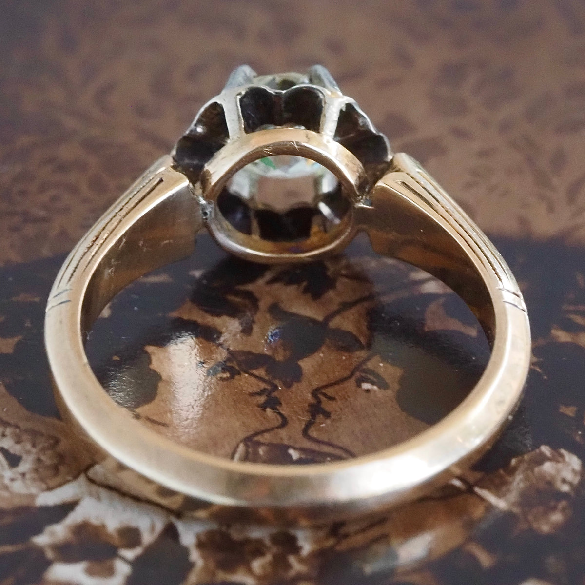 Antique c. 1920 Old Mine Cut Diamond 14k Gold Engagement Ring