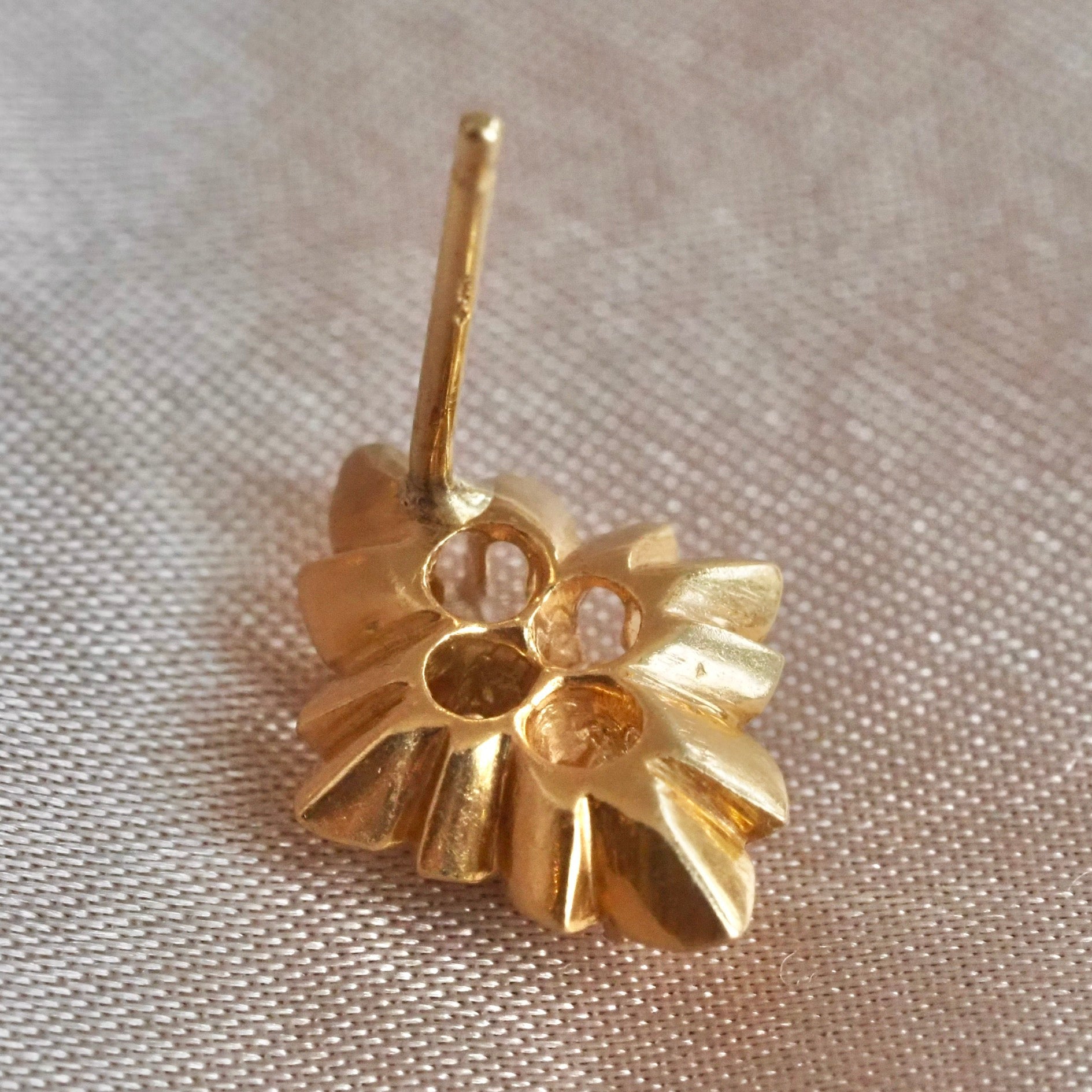 Old Mine Cut Diamond Cluster 14k Gold Stud Earrings