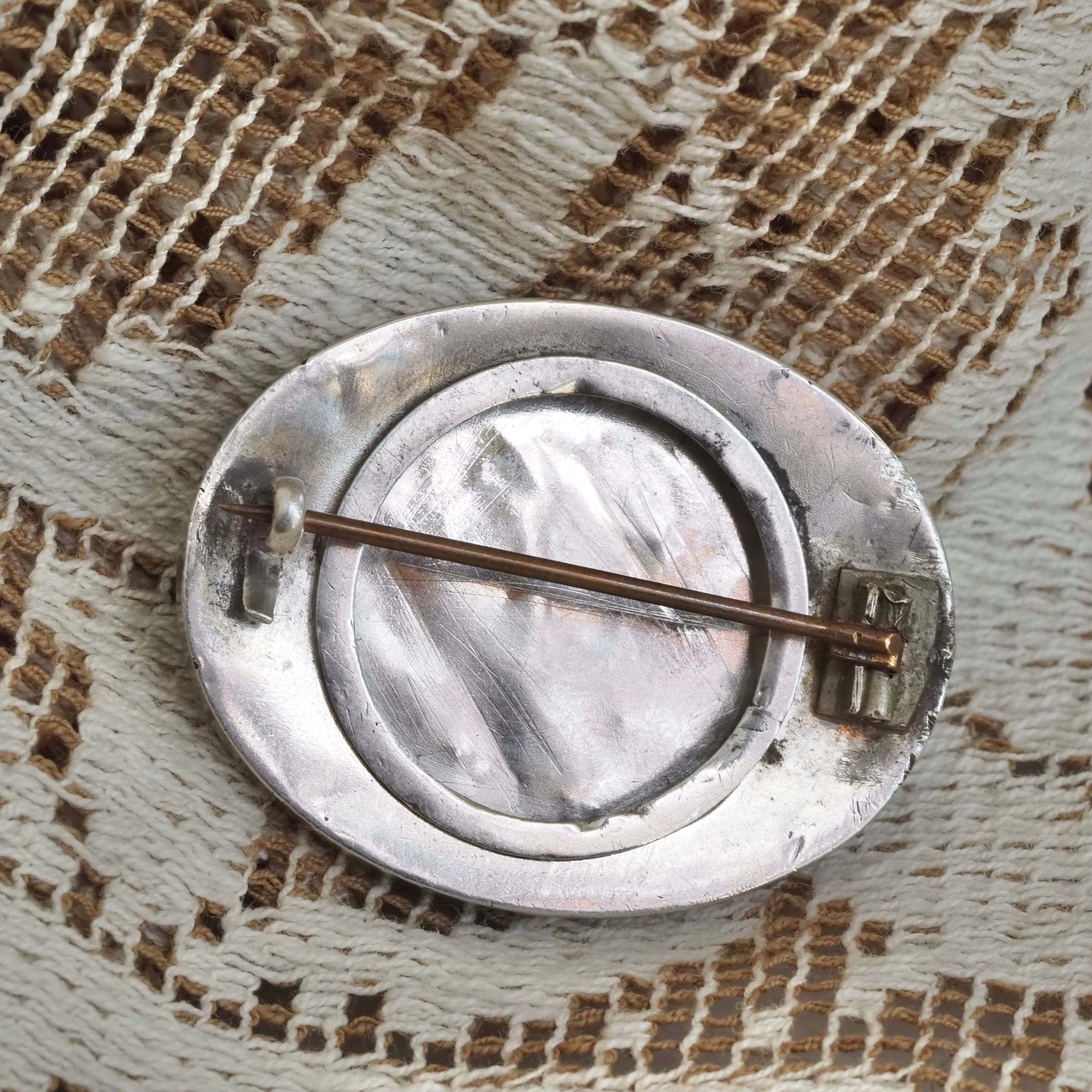 Antique Victorian “Good Luck” Sterling Silver Locket Brooch