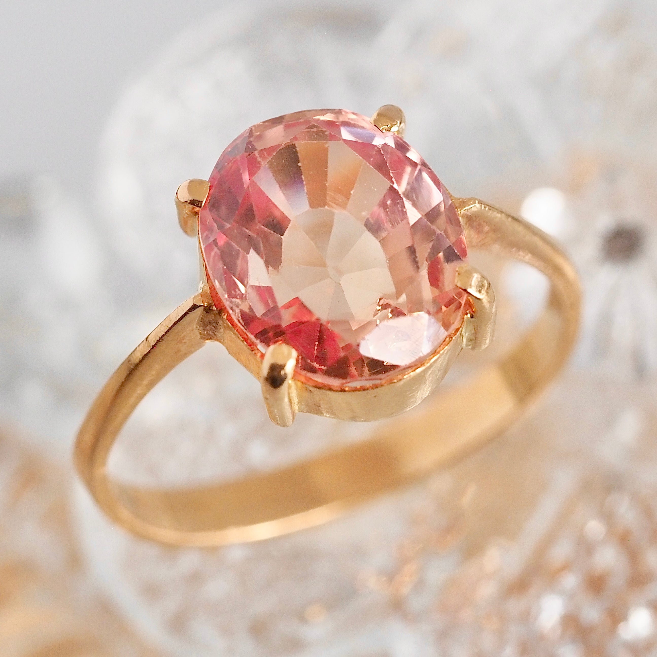 Vintage 22k Gold Padparadscha Sapphire Ring