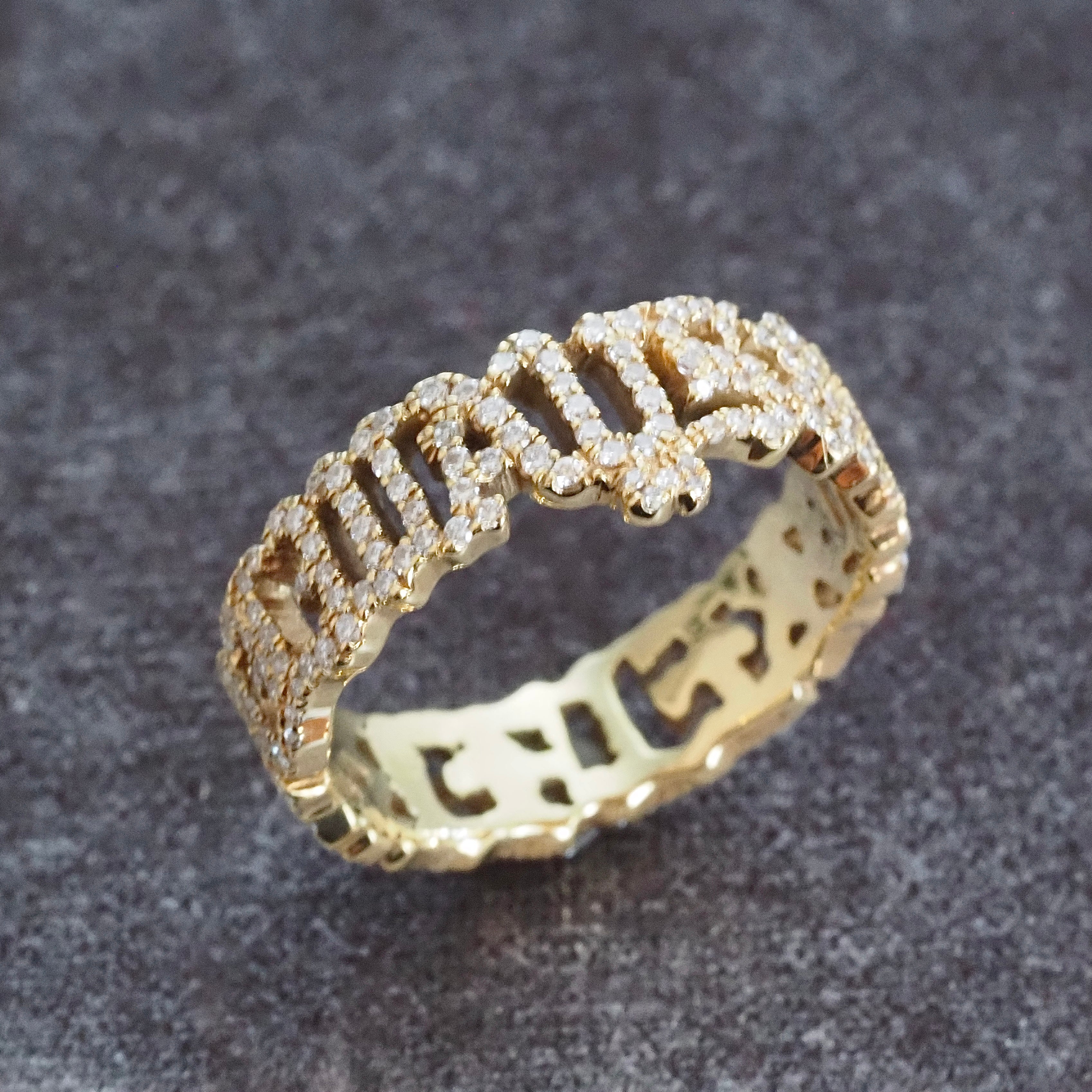“Always & Forever” Diamond Pavé Script 18k Gold Eternity Band