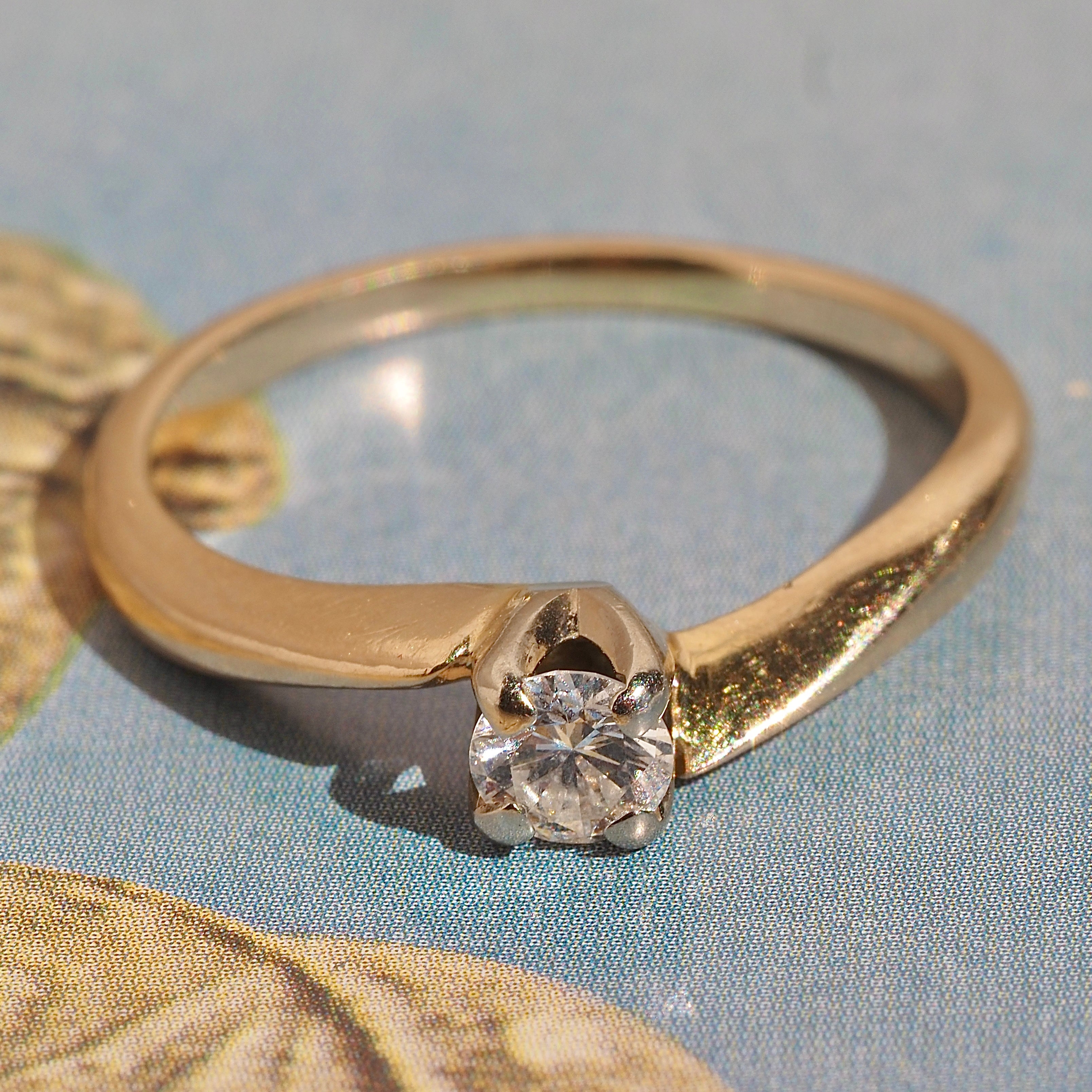 Antique Early Modern Brilliant Diamond 14k Gold Ring