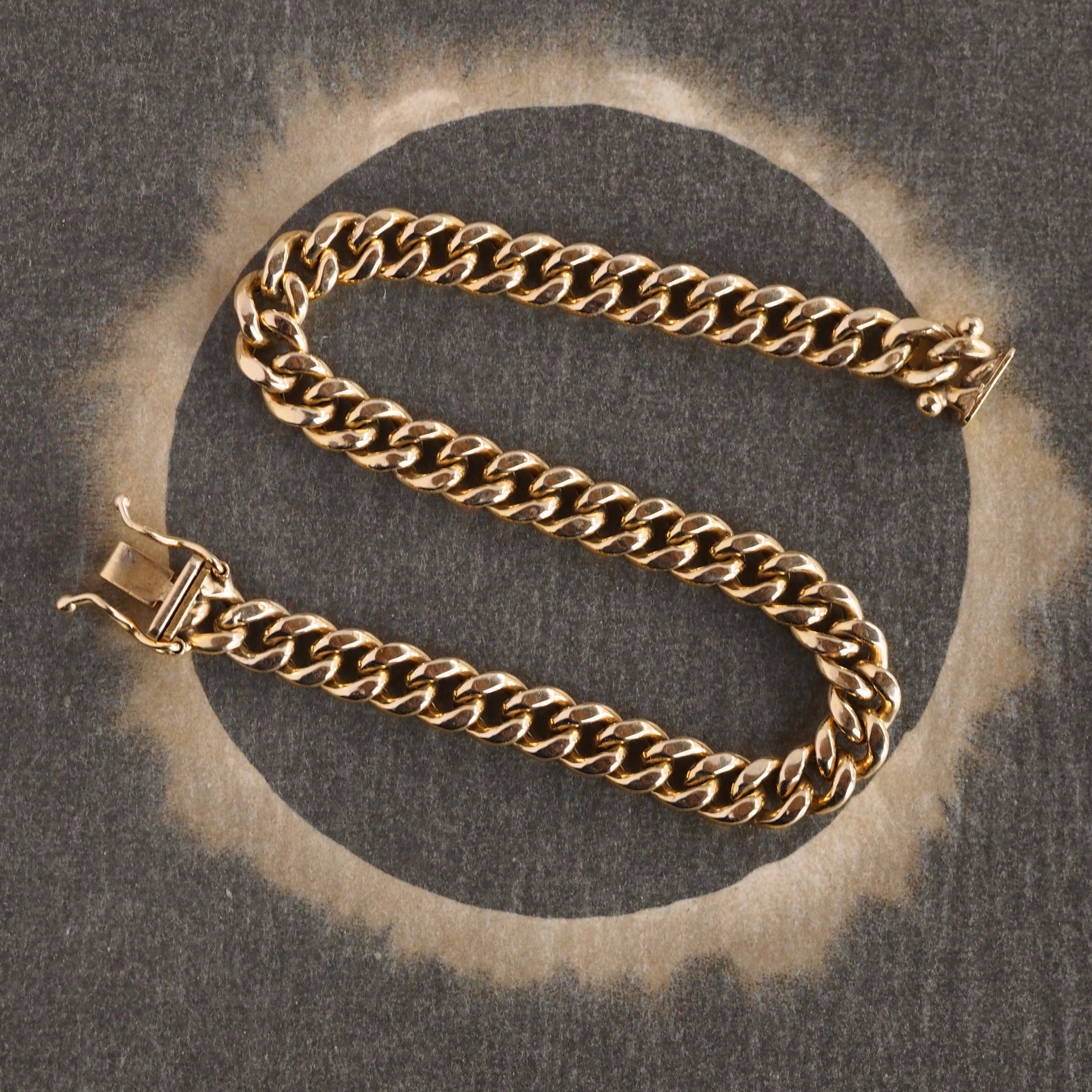 Vintage 10k Gold Curb Chain Double Clasp Bracelet