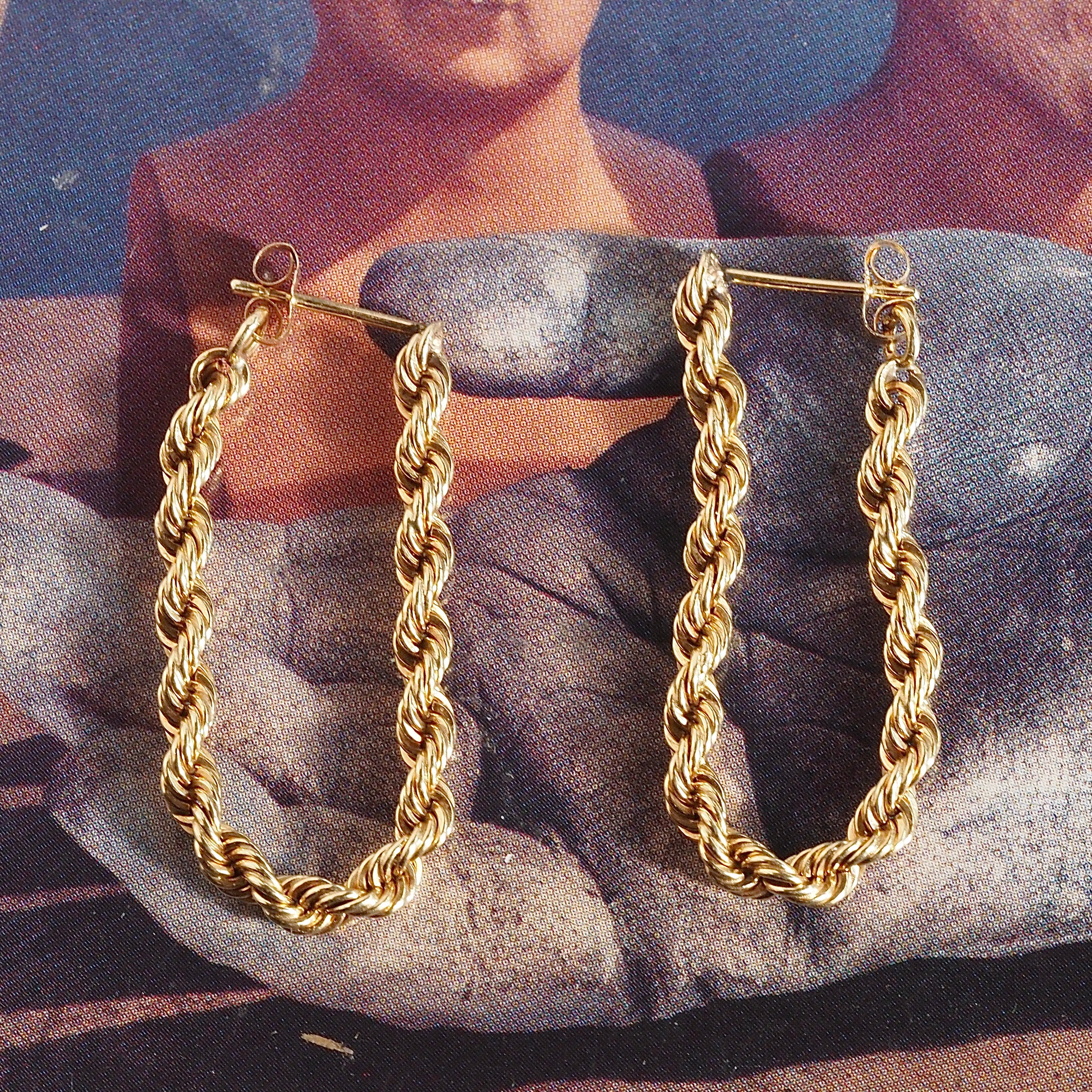 Chunky Rope 14k Gold Earrings