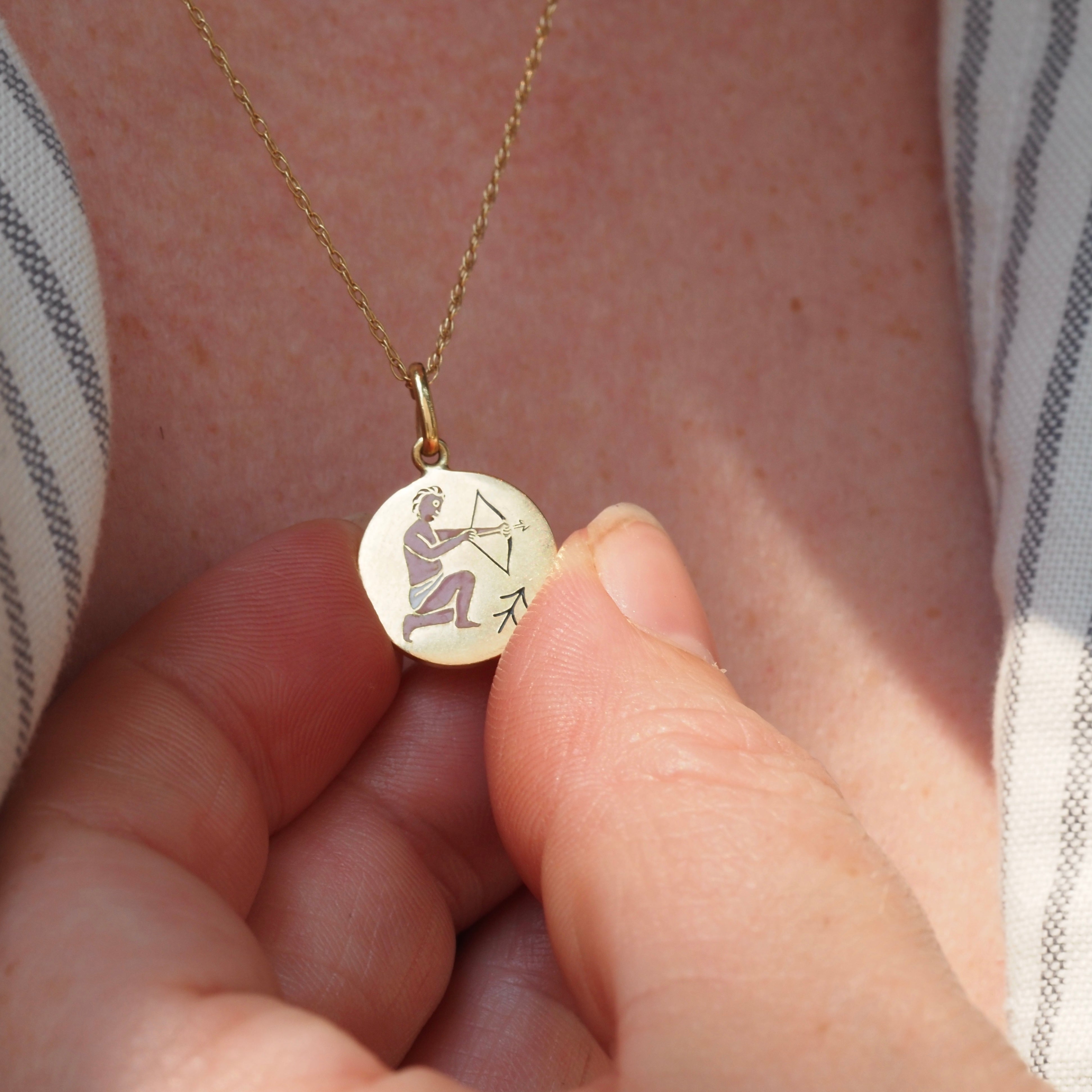 Vintage 14K Gold Enamel Sagittarius Charm