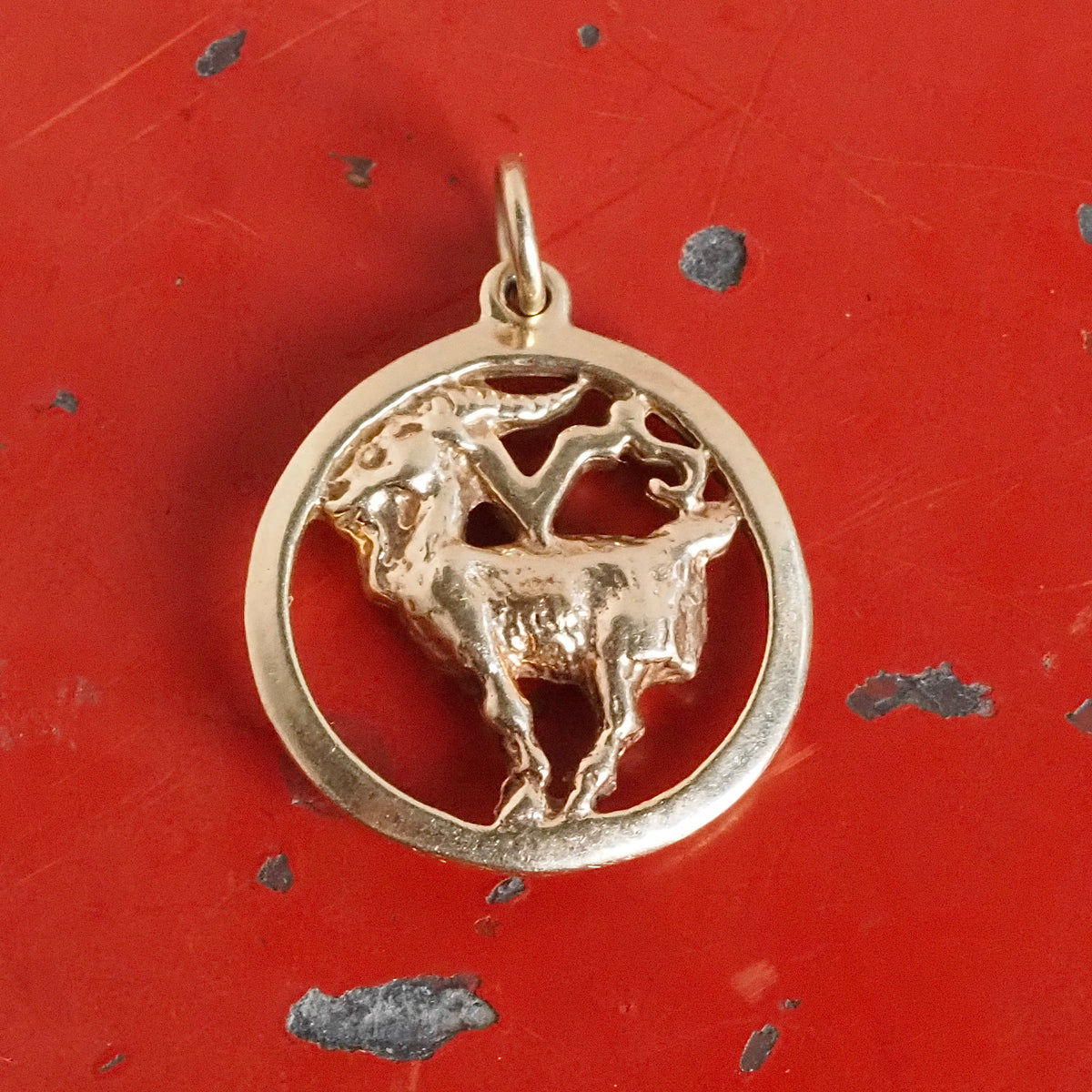 Vintage Capricorn Goat 14k Gold Charm Pendant