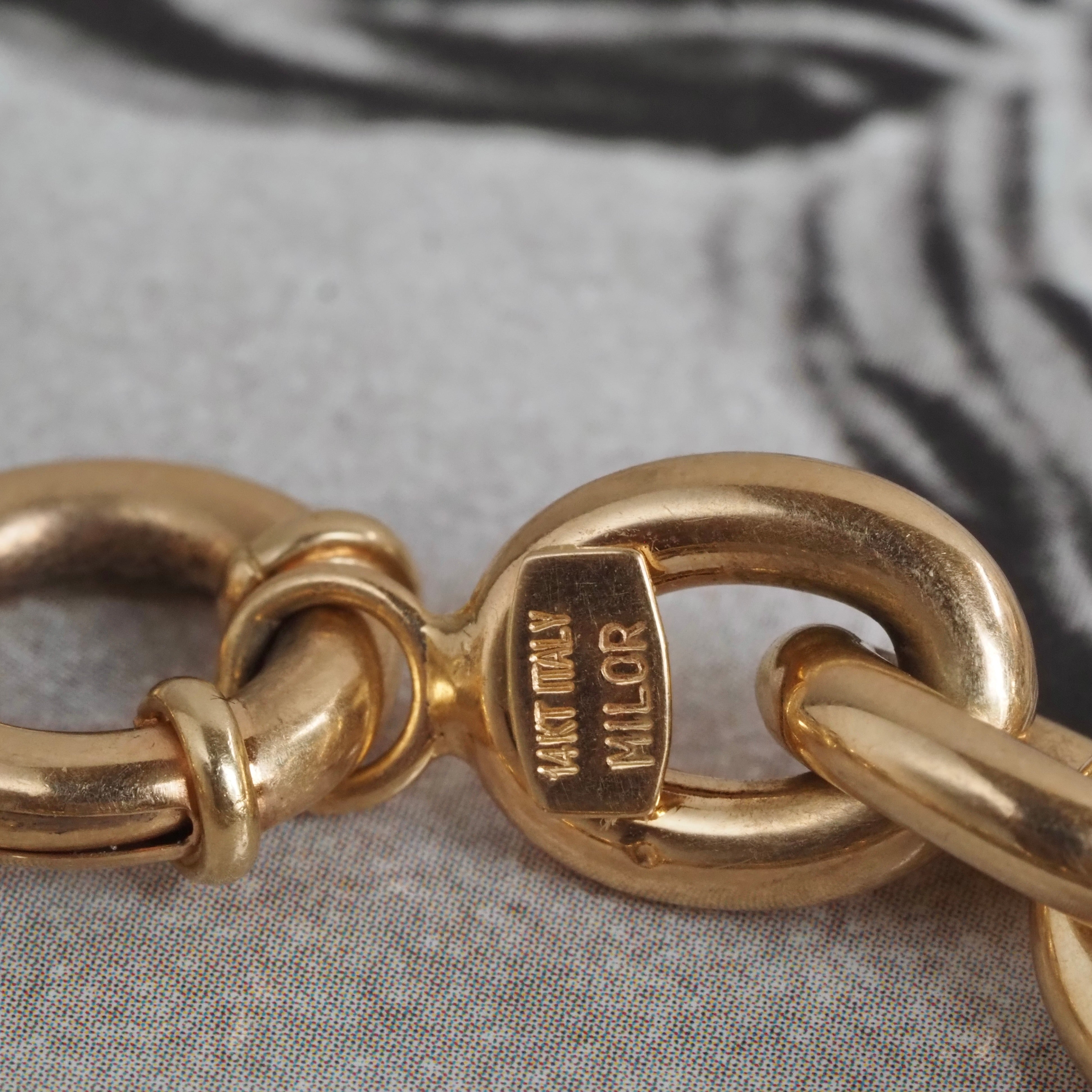 Vintage Italian Oval Link Bolt Clasp 14k Gold Bracelet