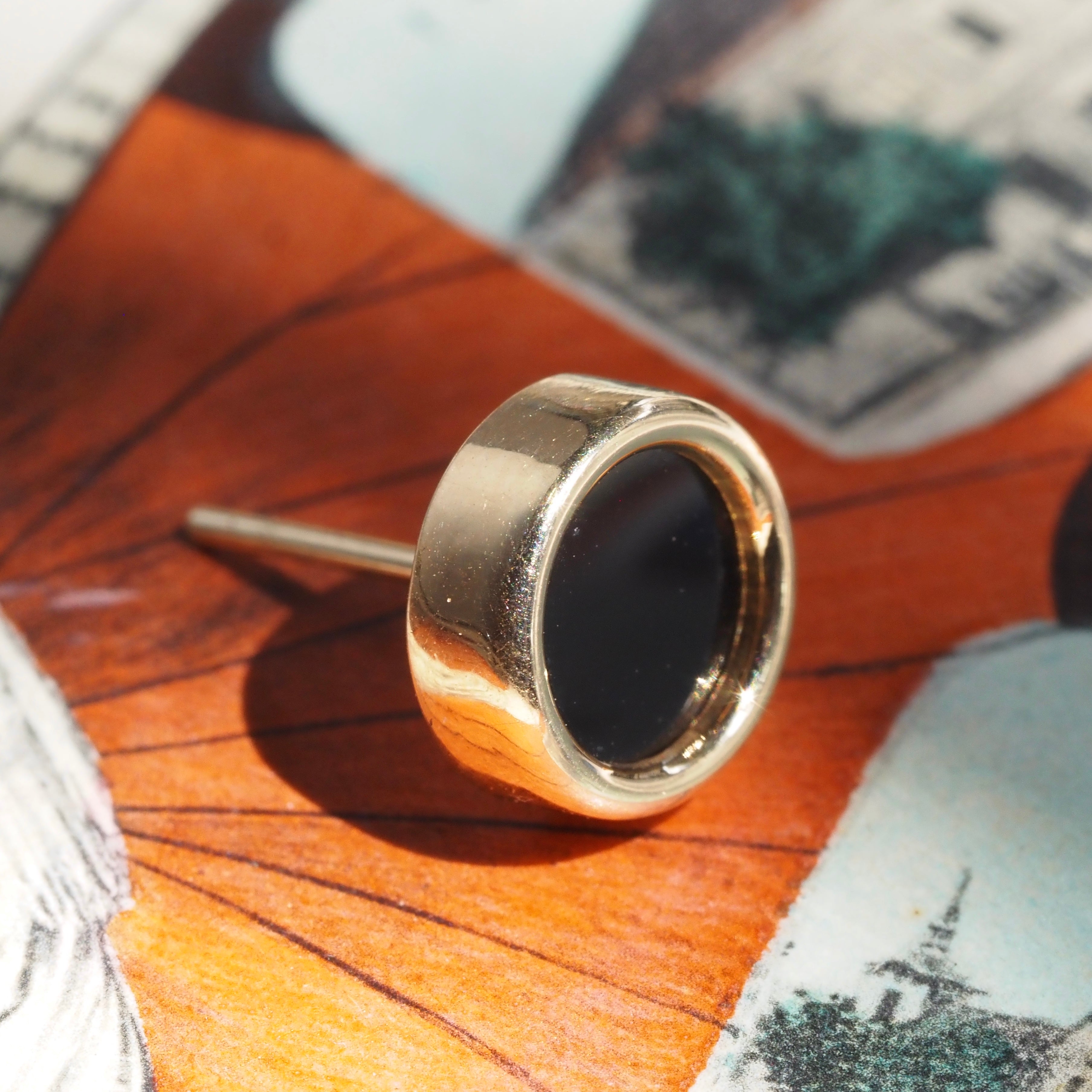 Vintage Tiffany Onyx 14k Gold Post Earrings
