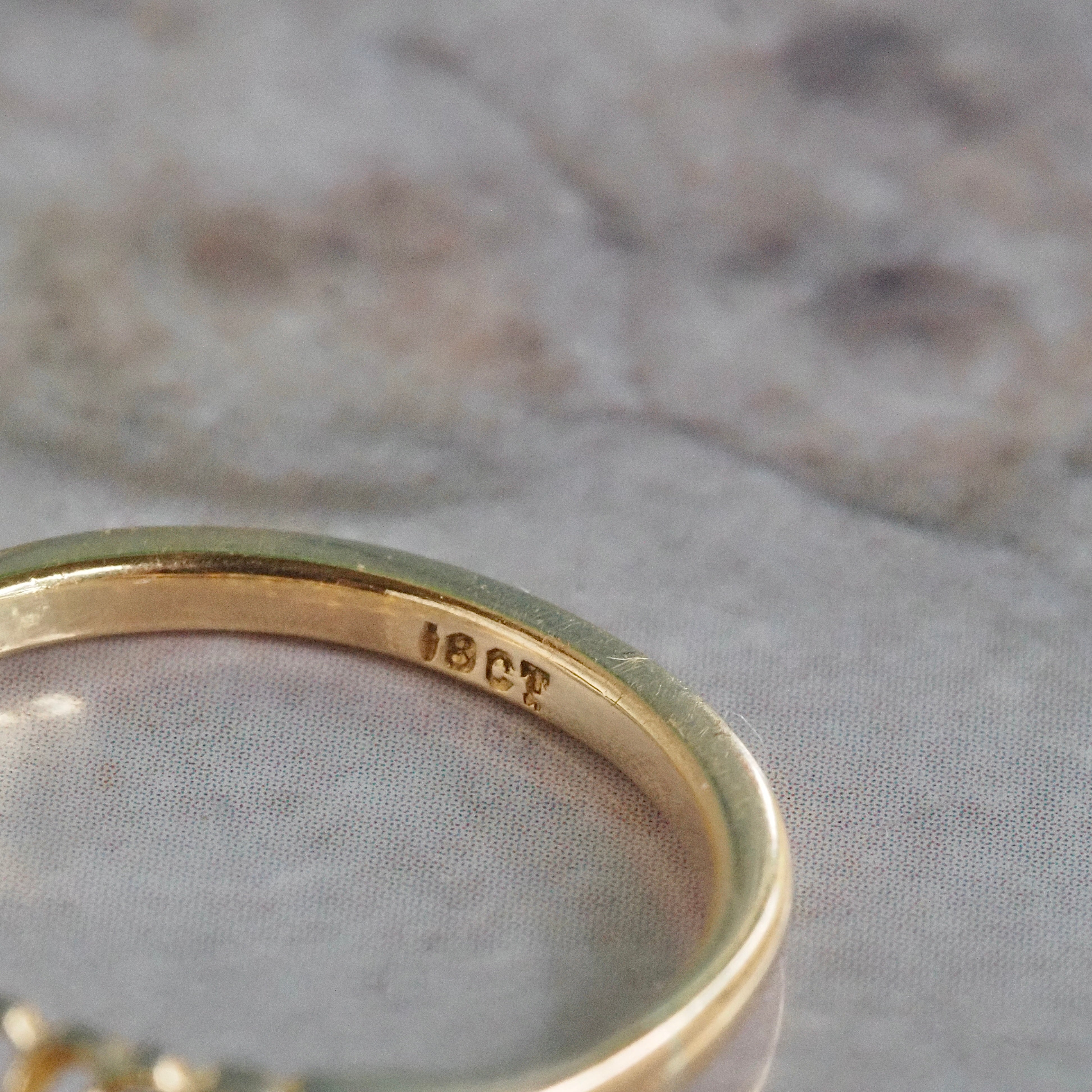 Antique English Five Stone Old Mine Cut Diamond 18k Gold Ring
