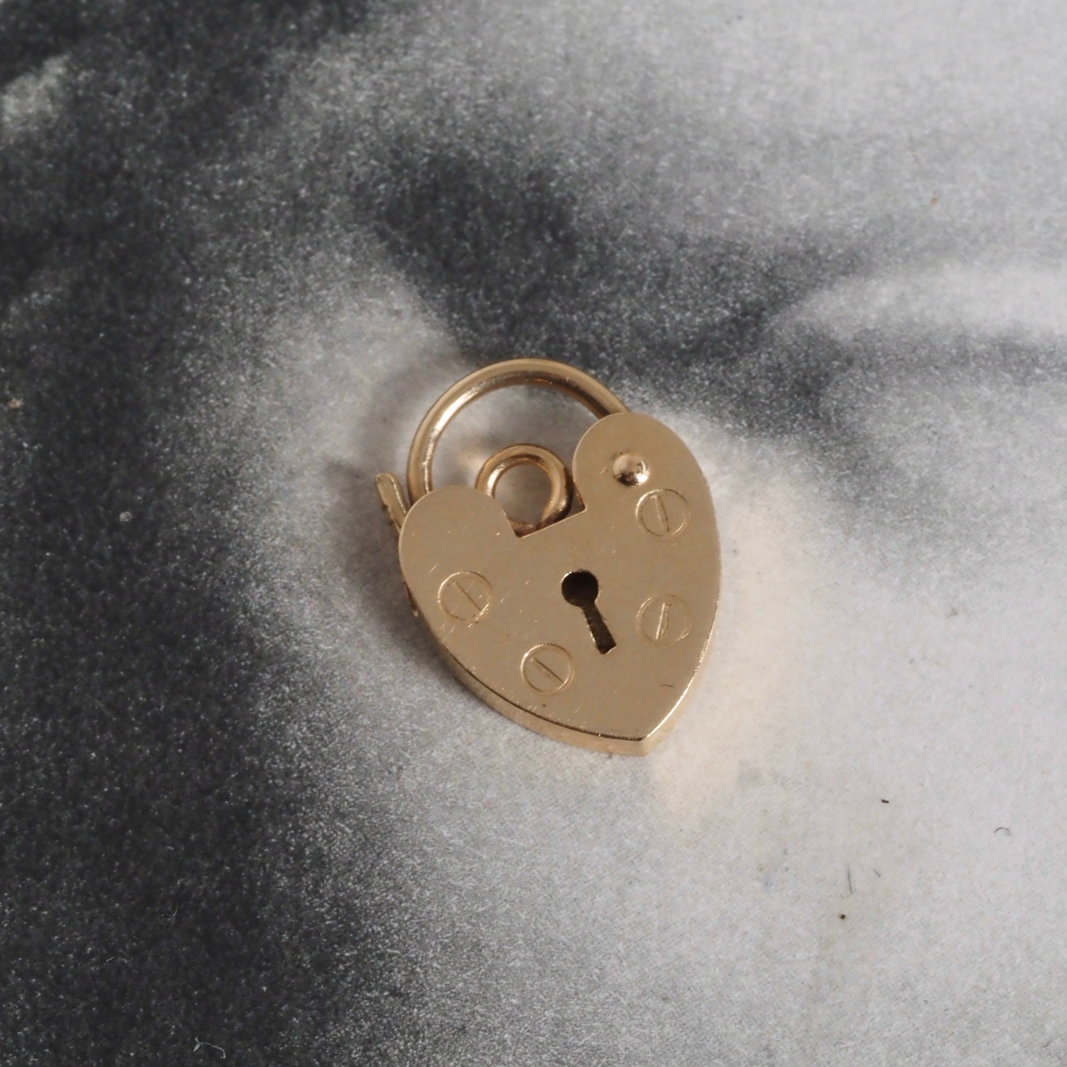 Vintage 14k Gold Heart Padlock Charm