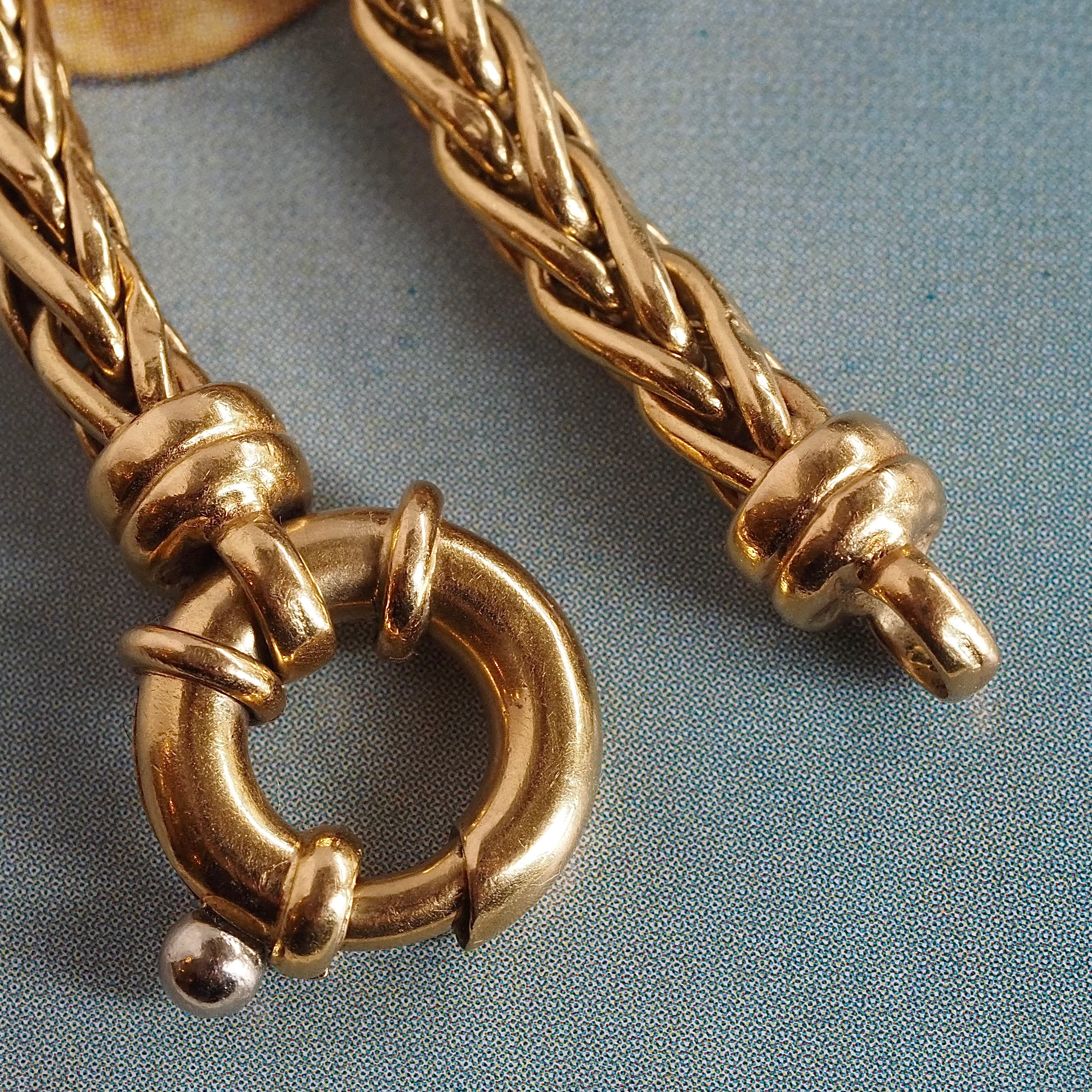 Vintage Italian 18k Gold Wheat Chain 7.25" Bracelet