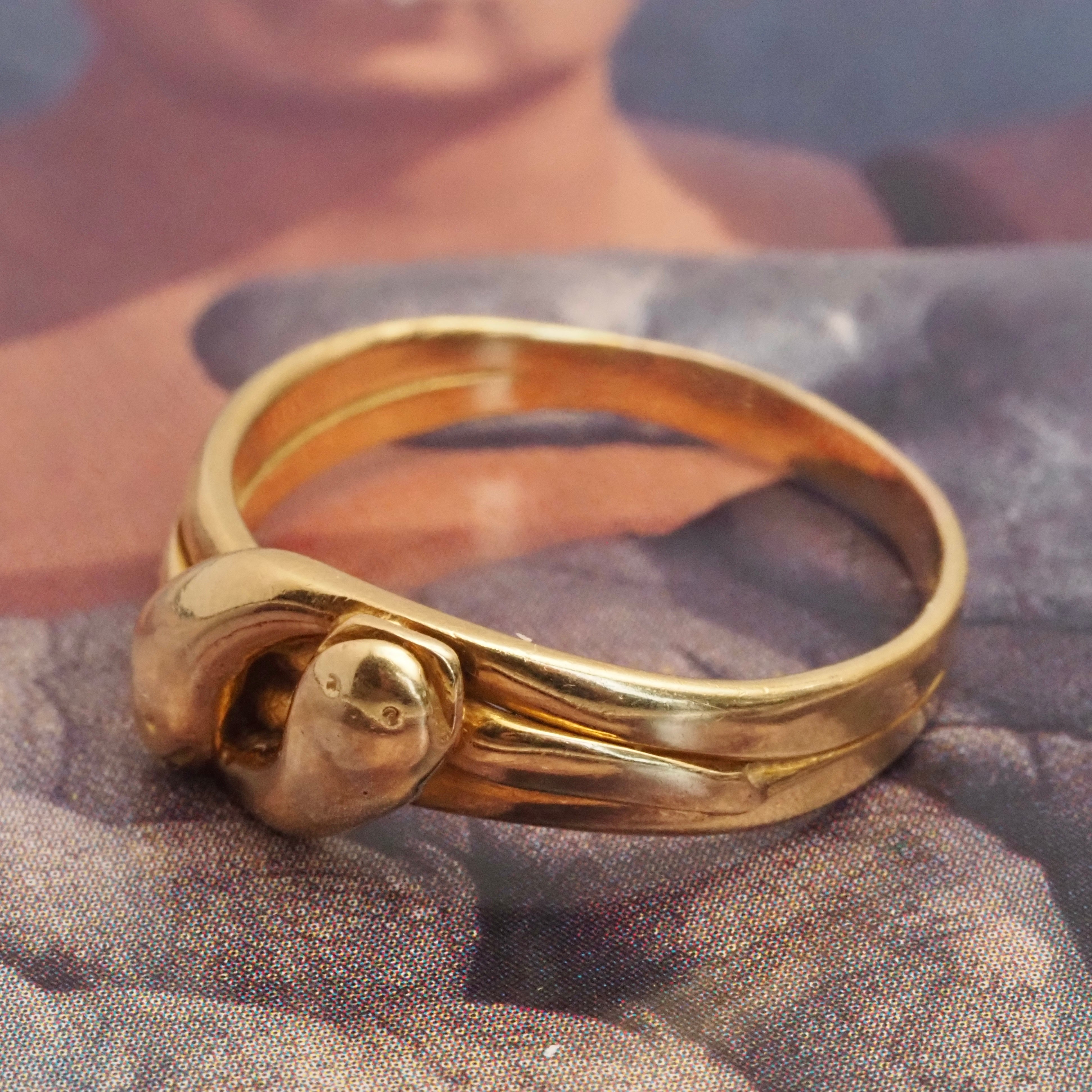 Antique 18k Gold Double Headed Snake Ring