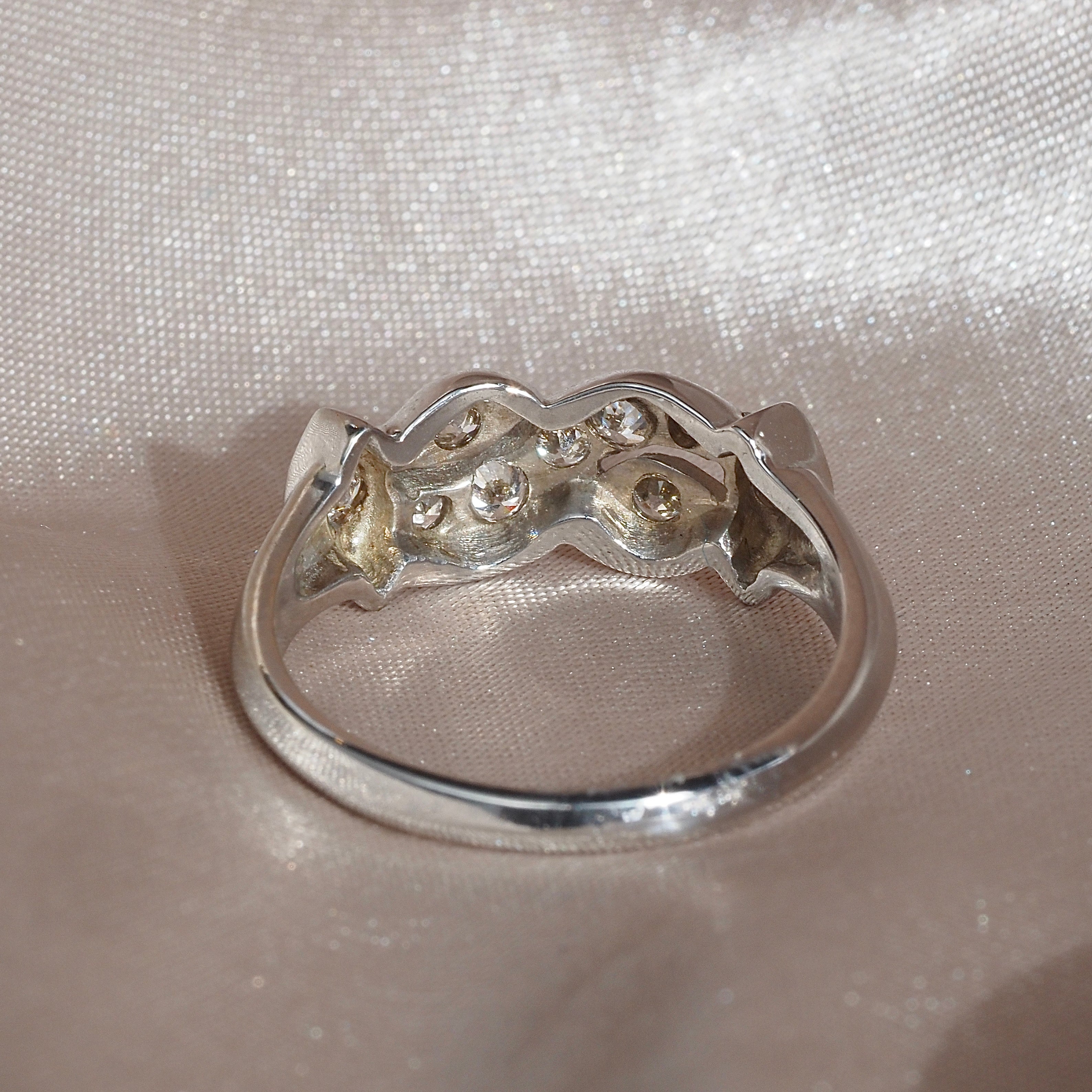 Mid-Century Mosaic Diamond 14k White Gold Ring