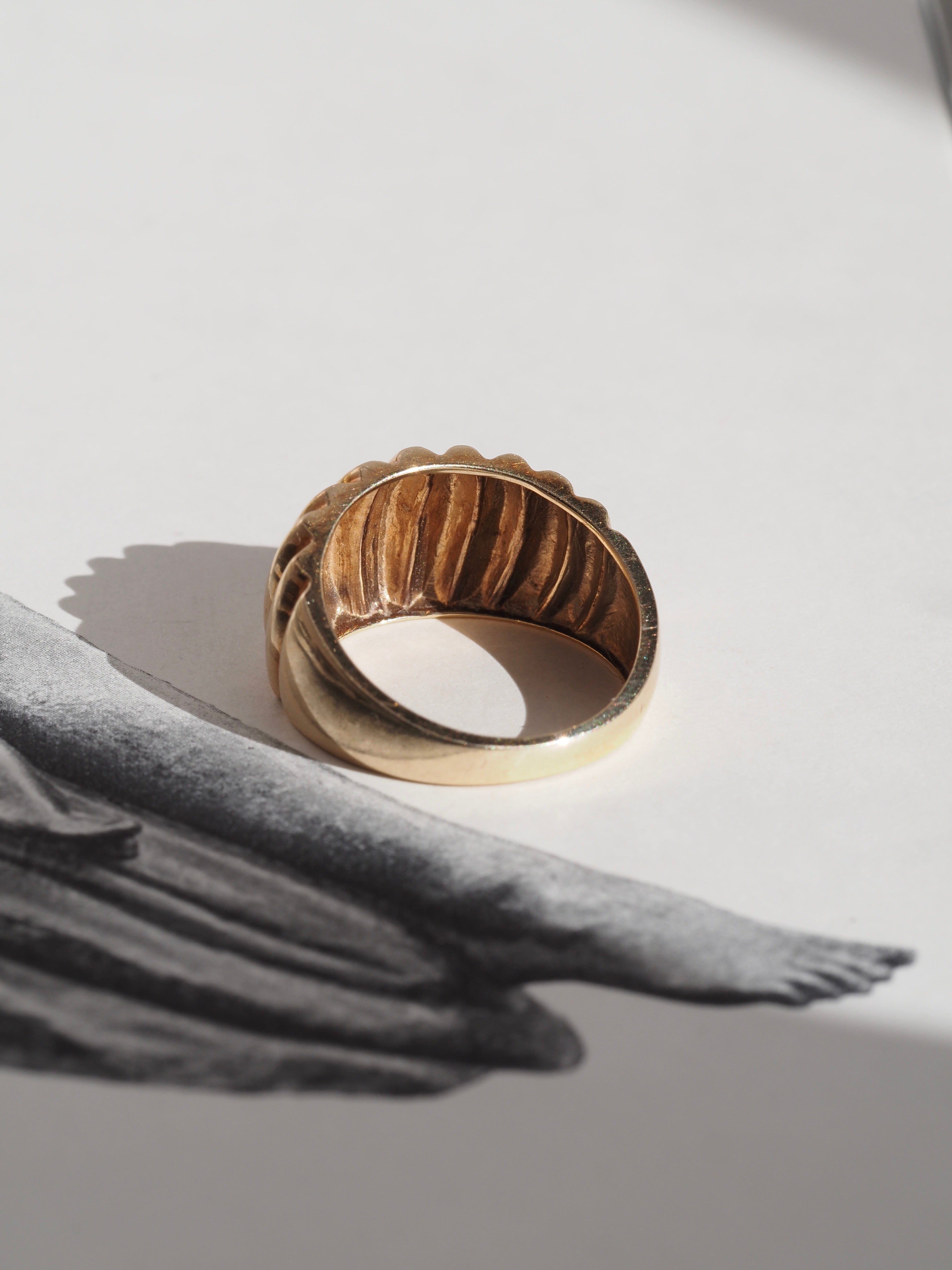 Vintage Ridged Dome 10k Gold Ring