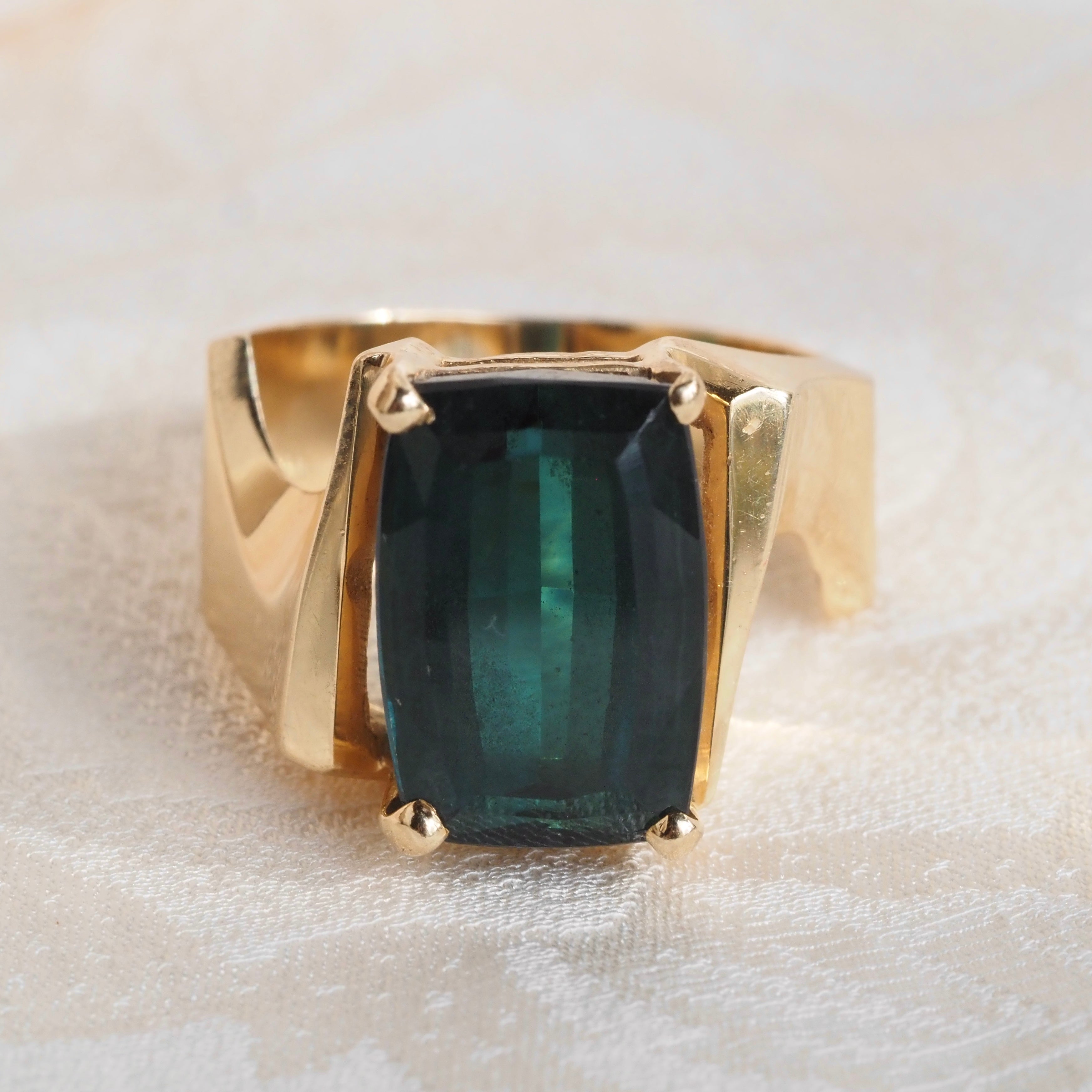 Vintage Indicolite Tourmaline 14k Gold Ring