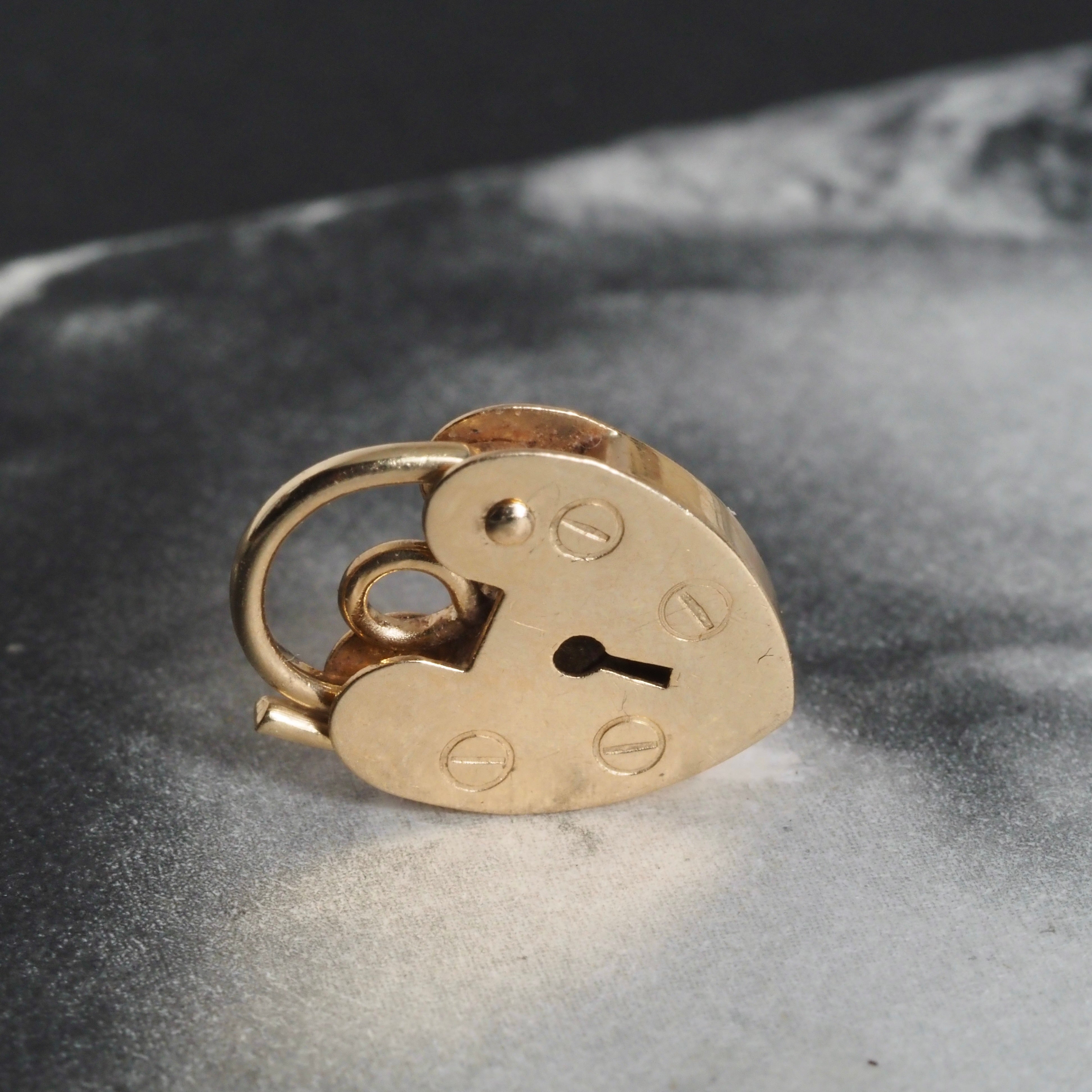 Vintage 14k Gold Heart Padlock Charm
