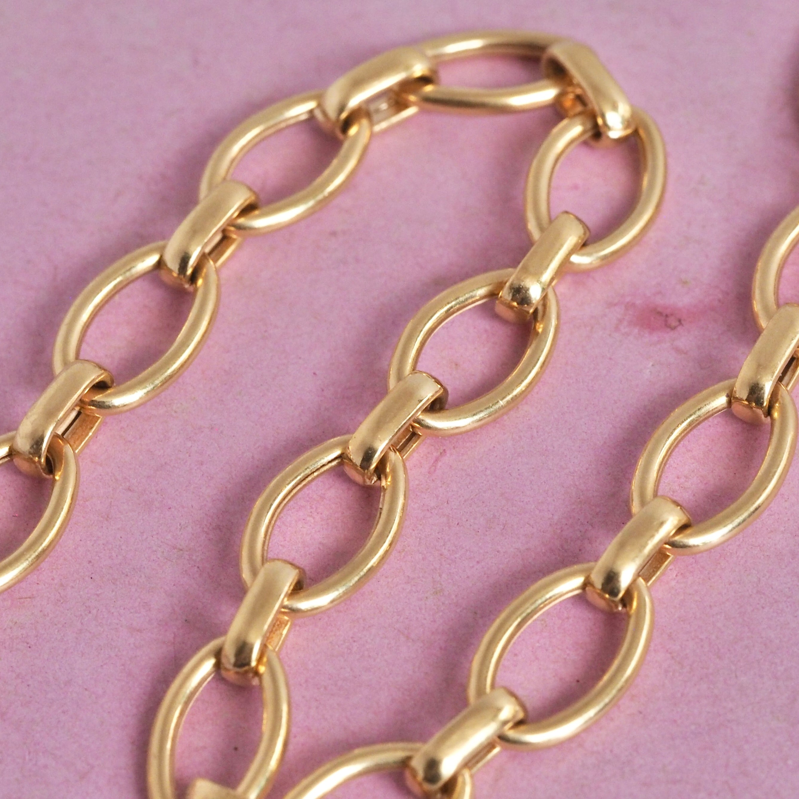 Vintage Portuguese 19k Gold Oval Link Chain Bracelet