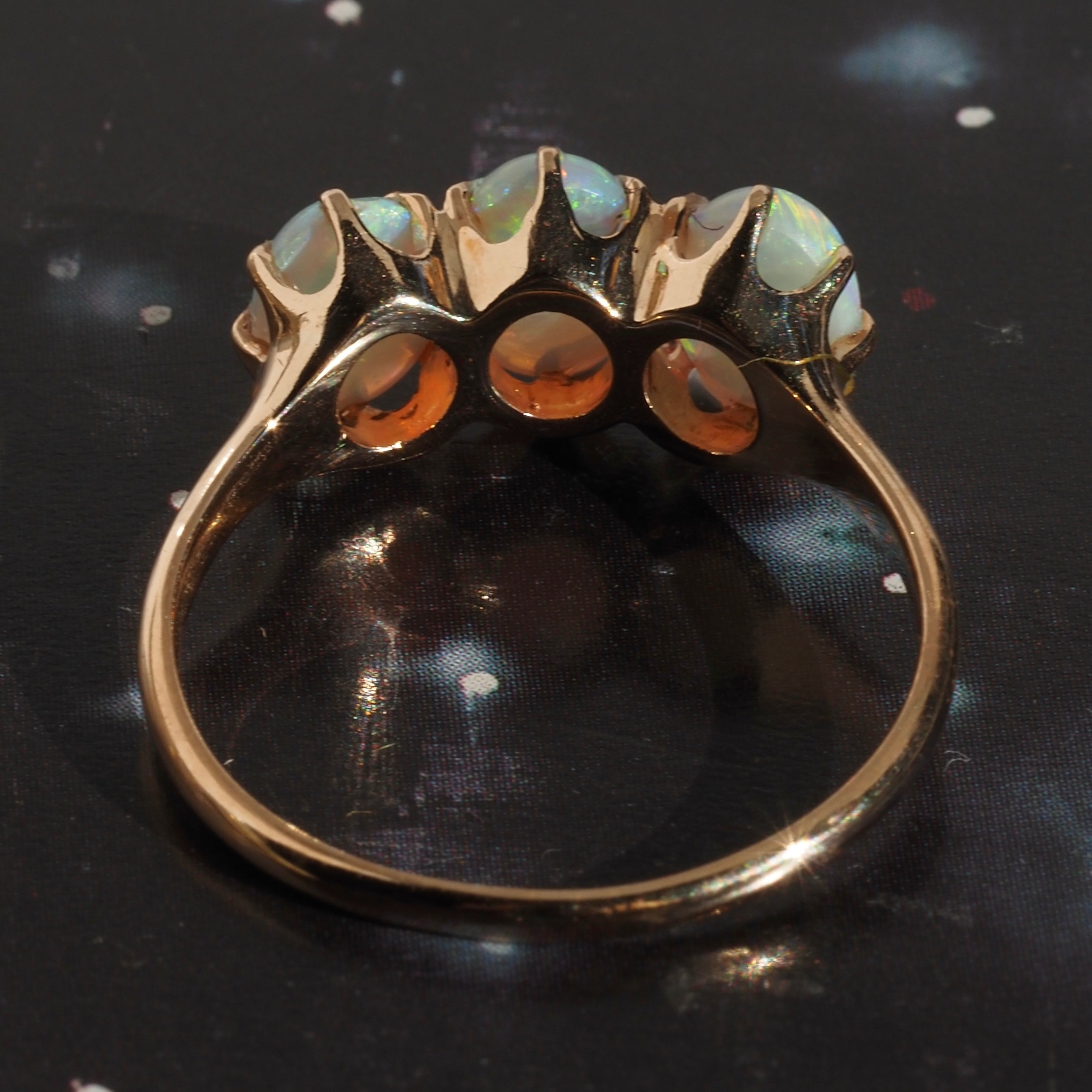 Antique Victorian Opal Trilogy 10k Gold Ring