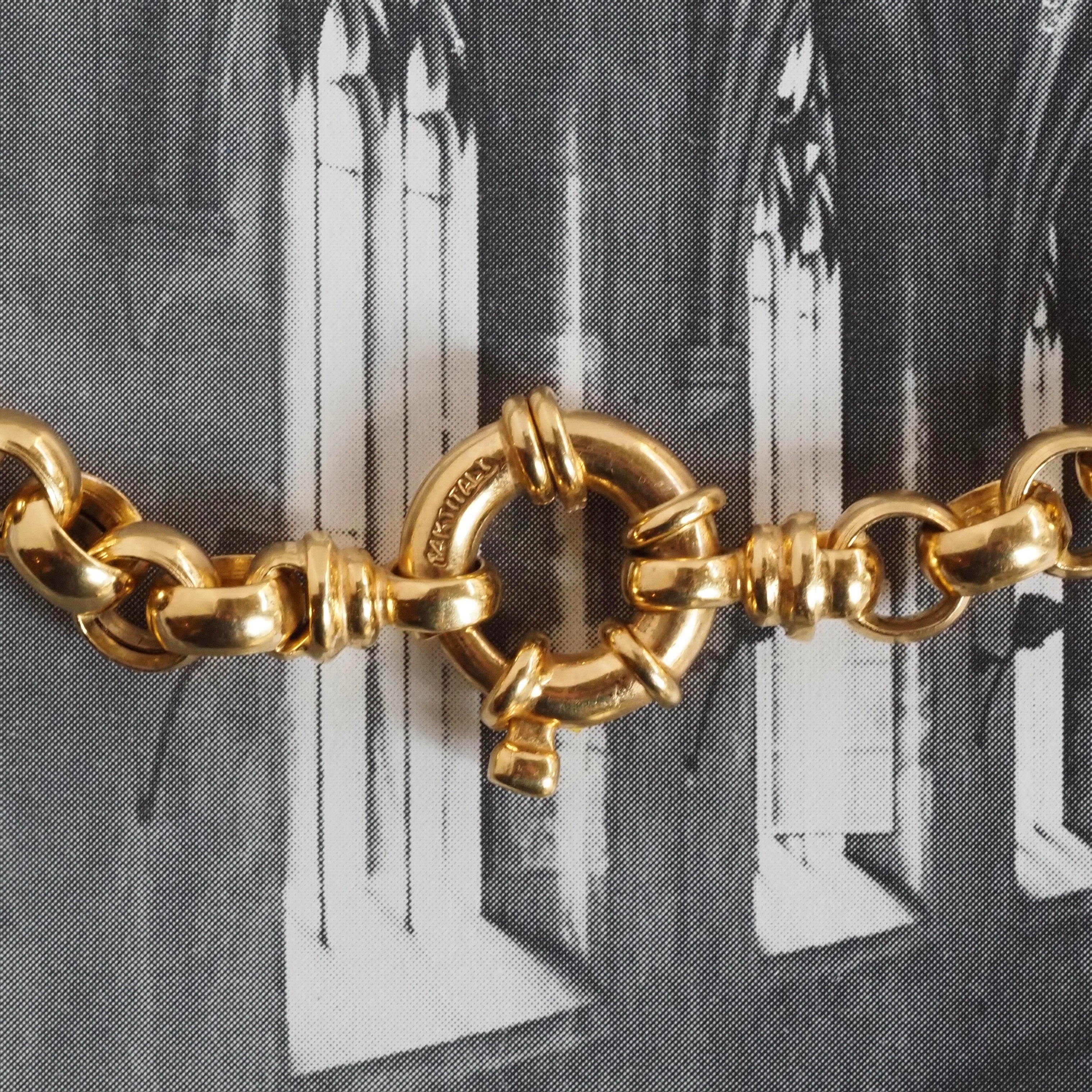 Vintage Italian 14k Gold Rolo Chain Necklace with Bolt Clasp