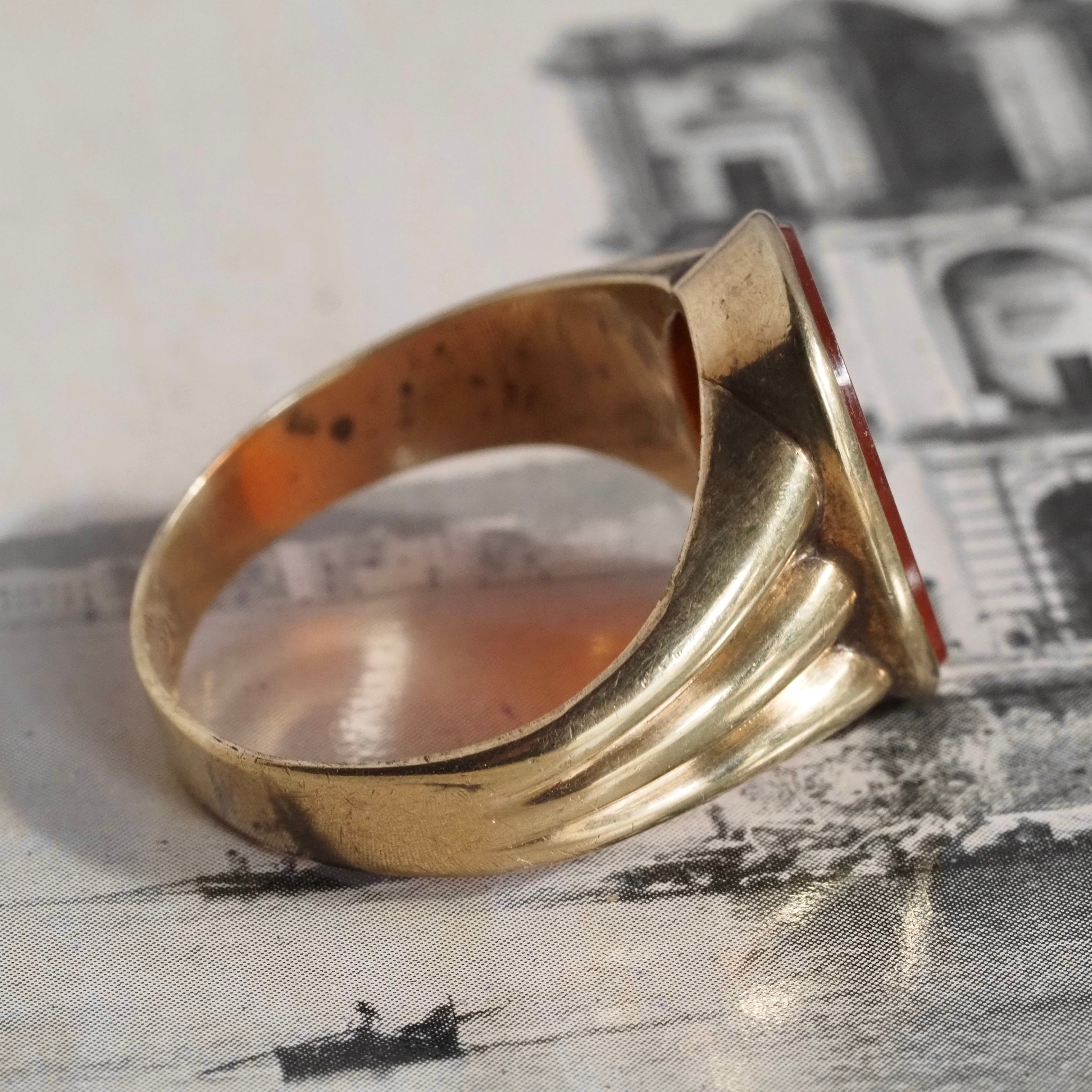 Antique Edwardian Carnelian Signet 8k Gold Ring