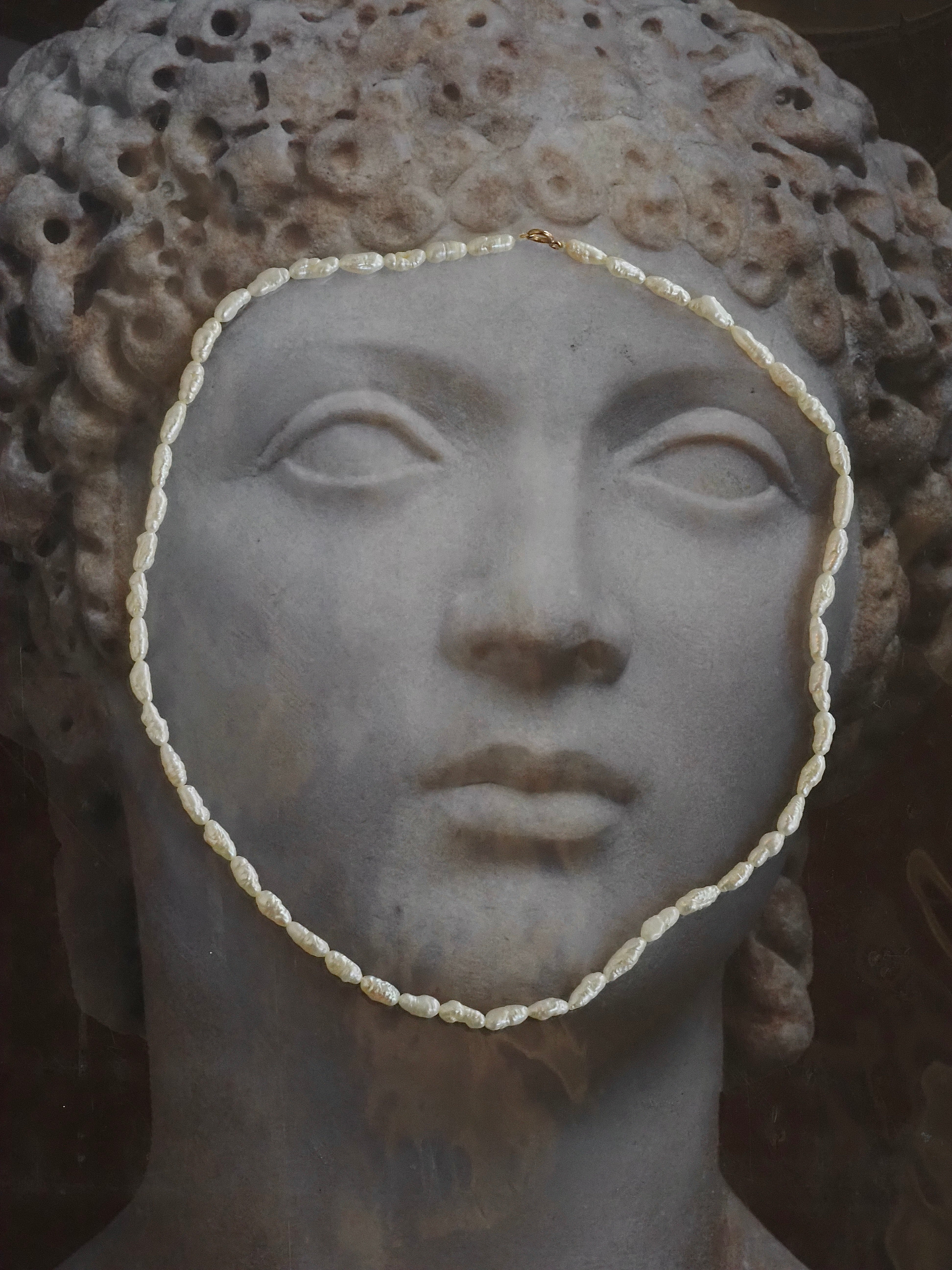 Rice Pearl Necklace With 14k Gold Clasp